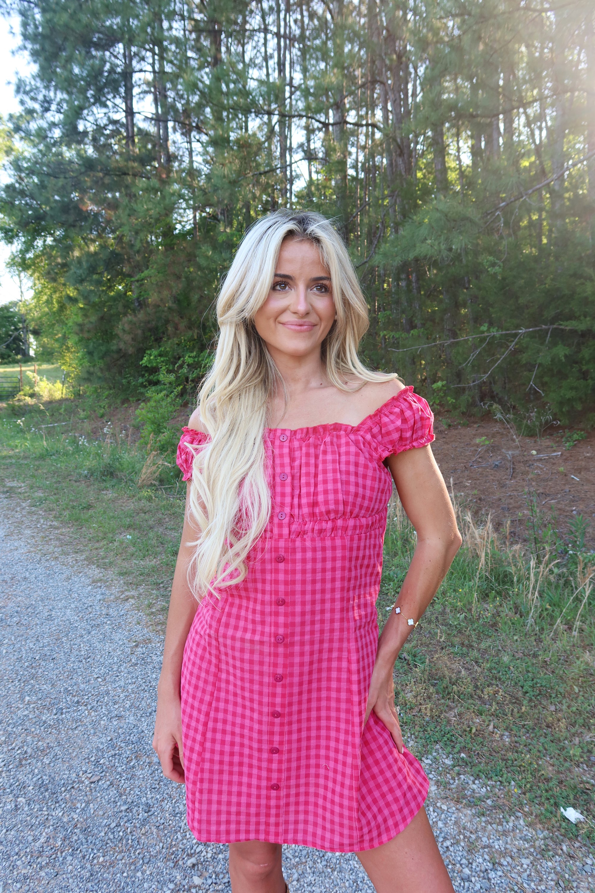 Ida Gingham Frill Strap Mini Dress