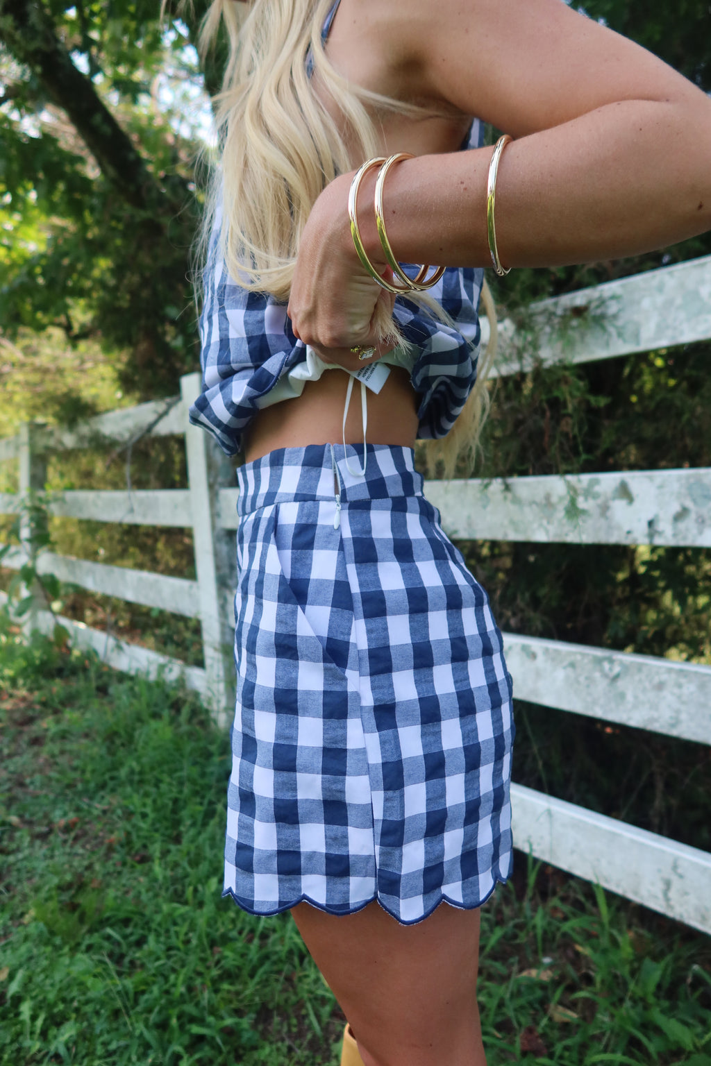 Autumn Patch Gingham Set (Navy)