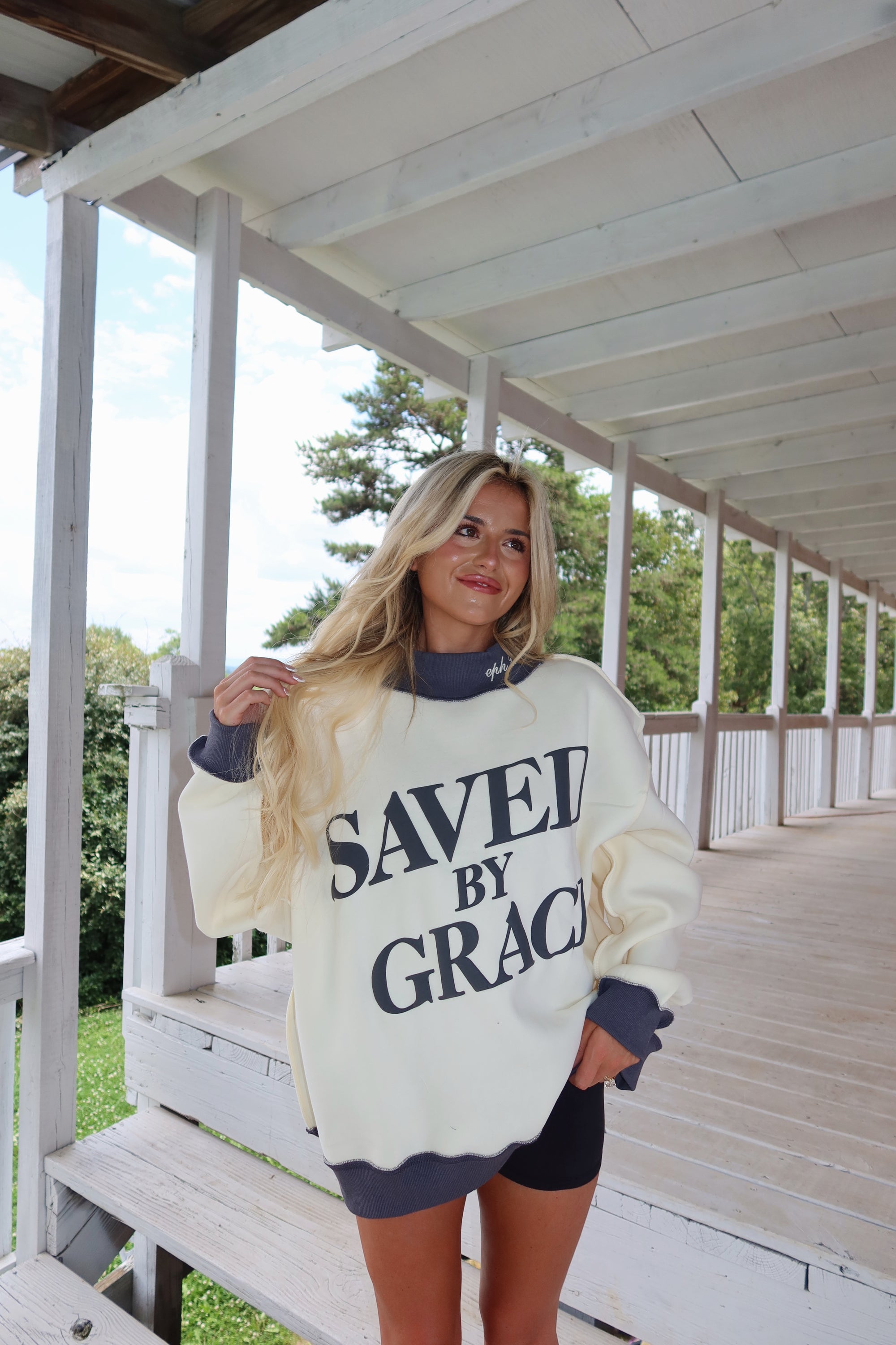 SAVED BY GRACE MOCK-NECK