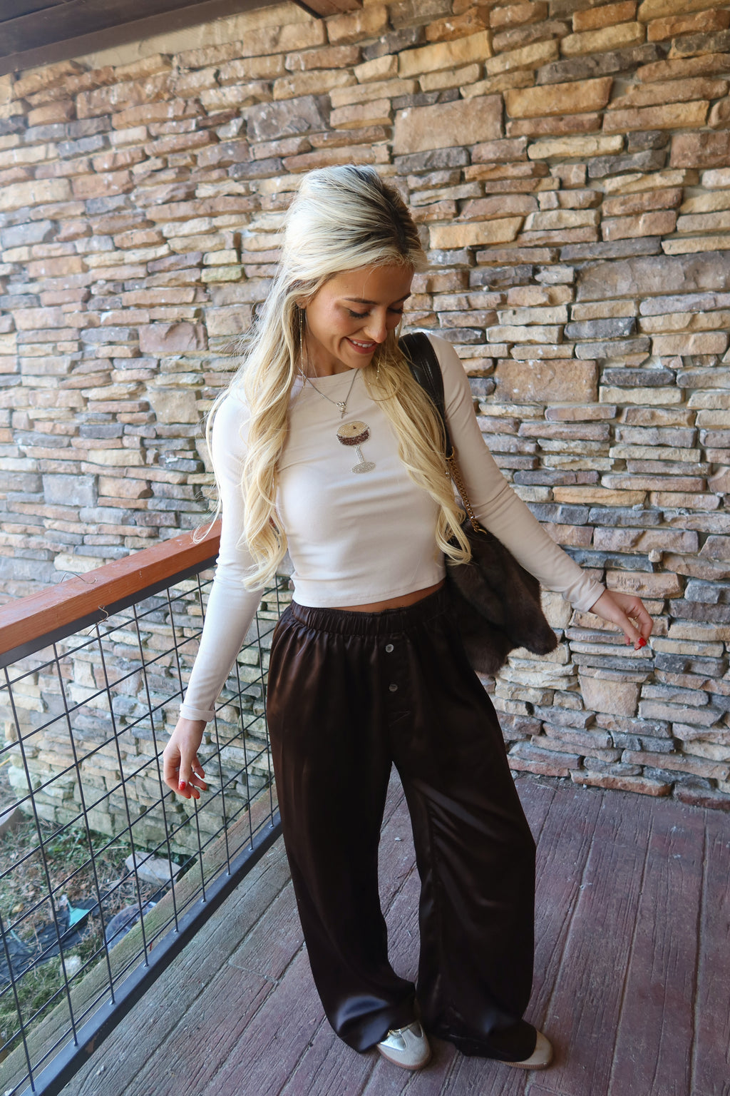 Sylvie Satin Pants (Brown)