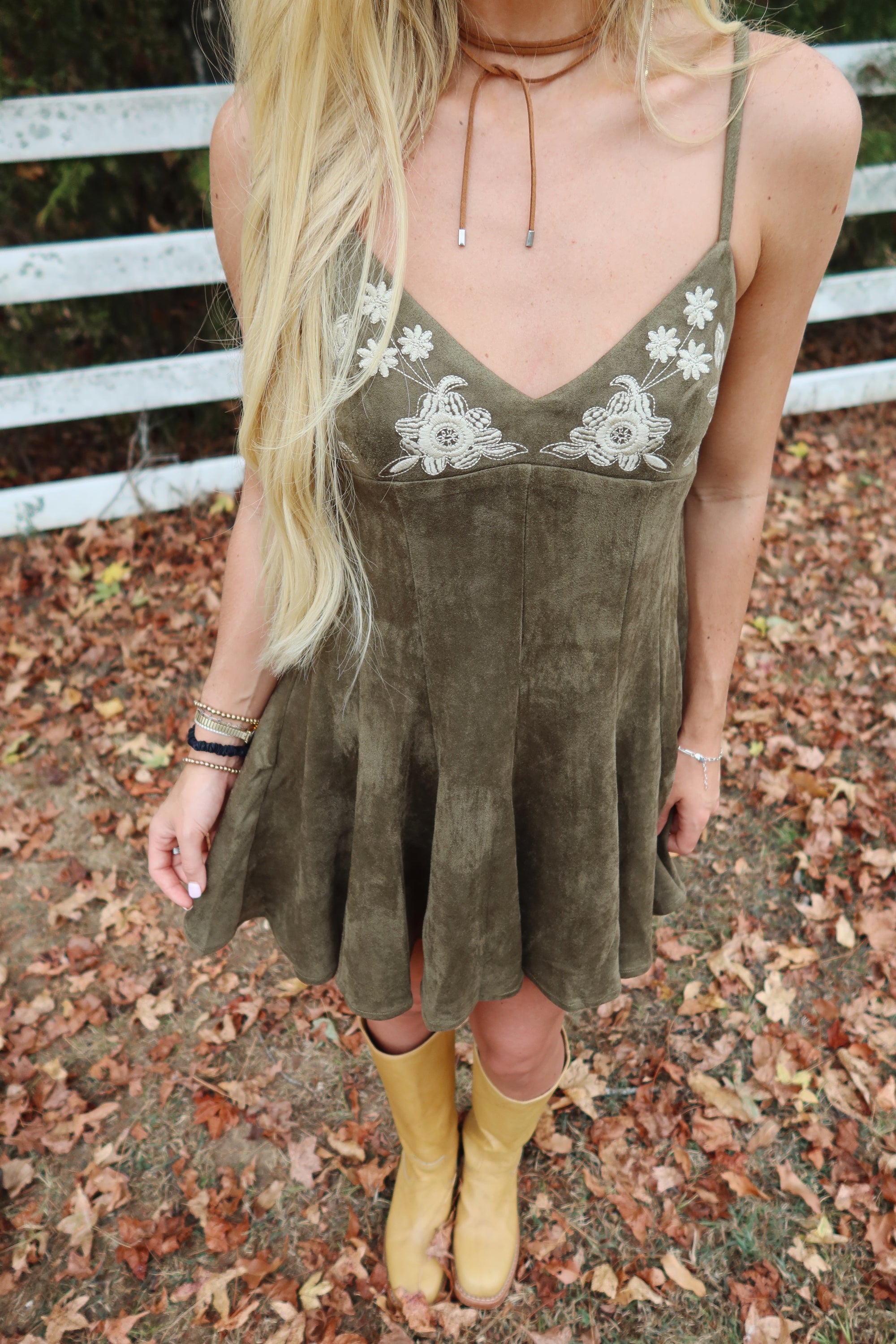Olive Bloom Mini Dress