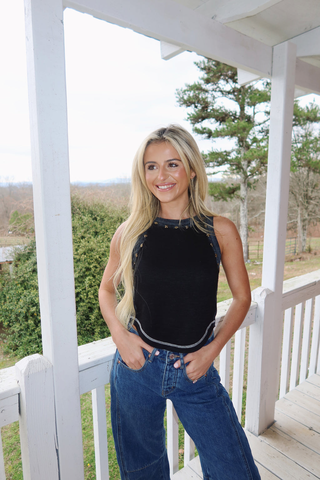 Audrey Sleeveless Knit Top-Black