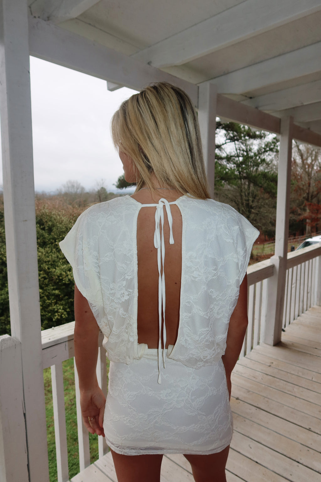 Rose Lace Dolman Mini Dress