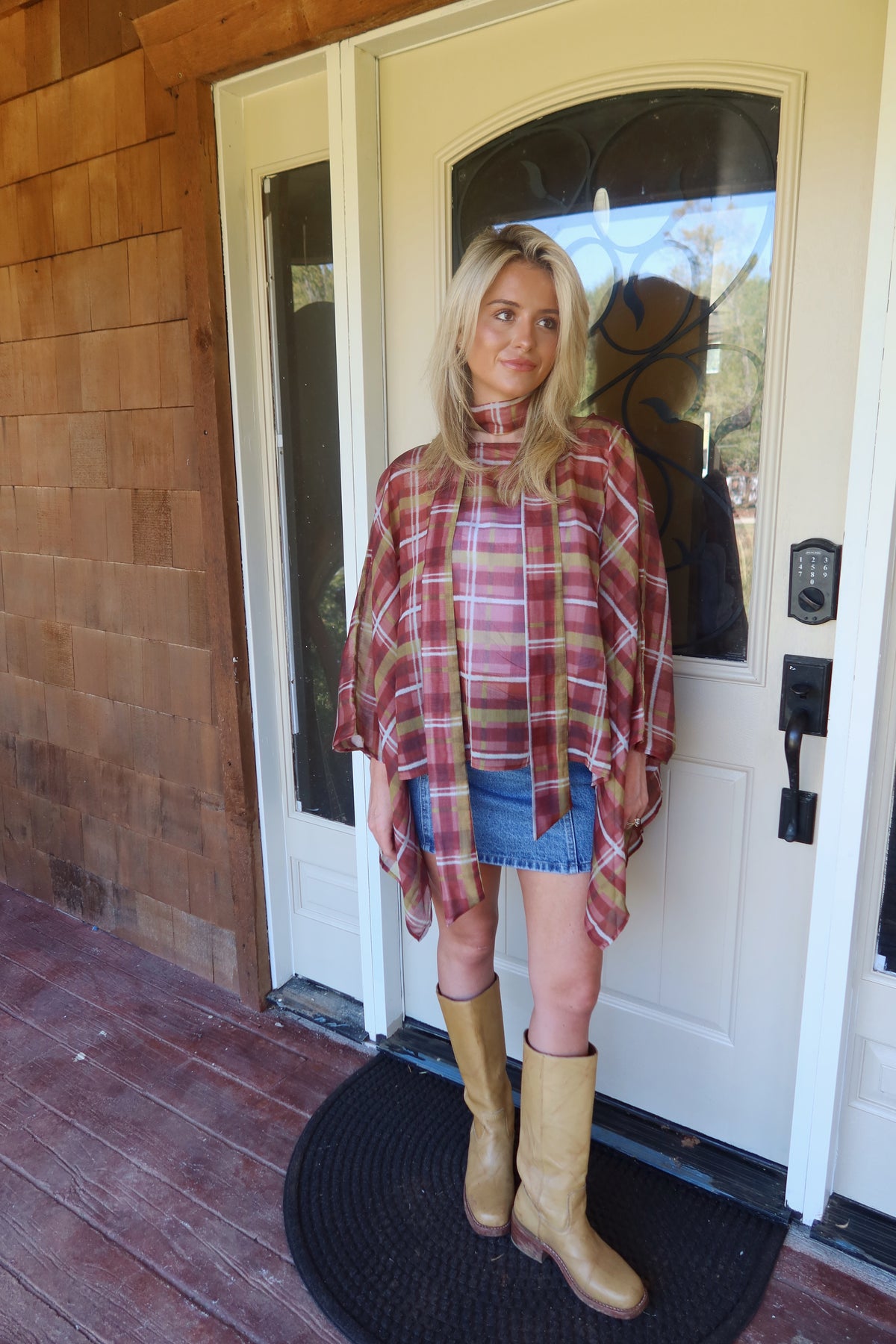 Heidi Plaid Poncho Top