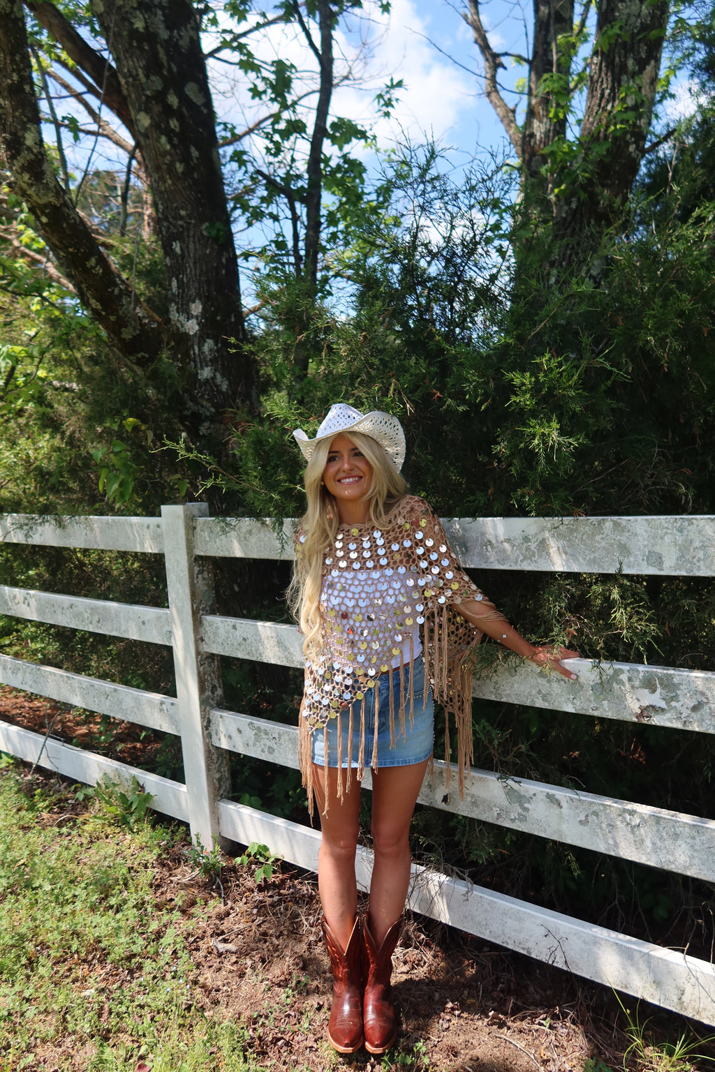 Lunara Sequin Fringe Poncho