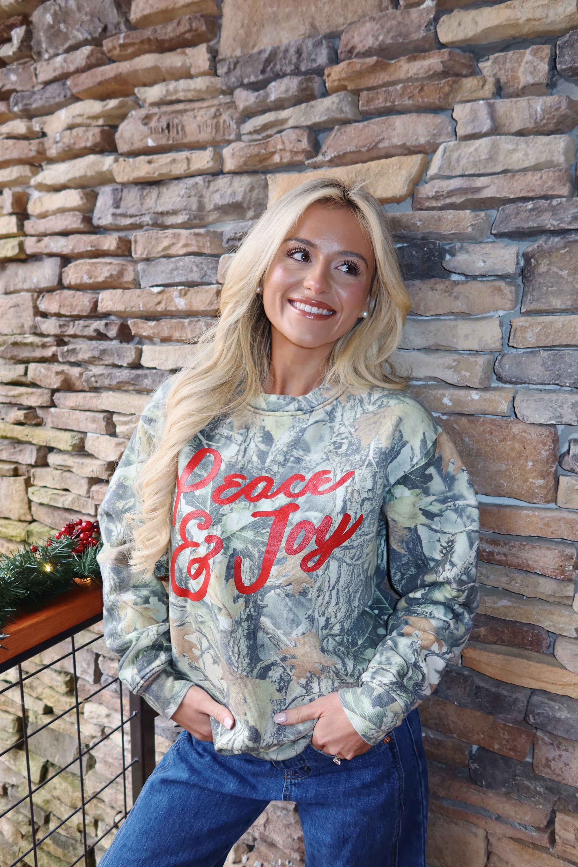 Peace & Joy Holiday Christmas Camo Crew