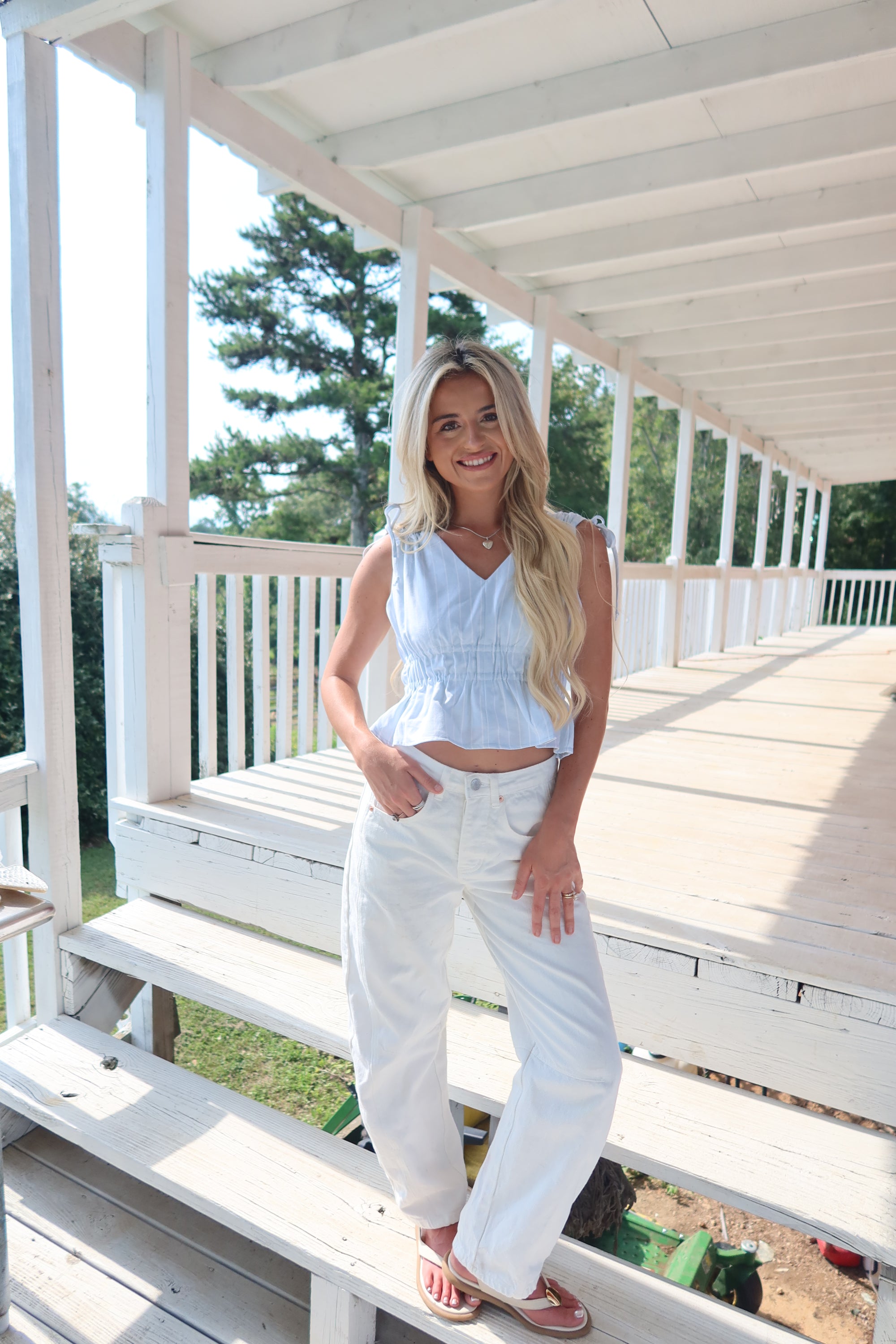 The Natalie Striped Peplum Top