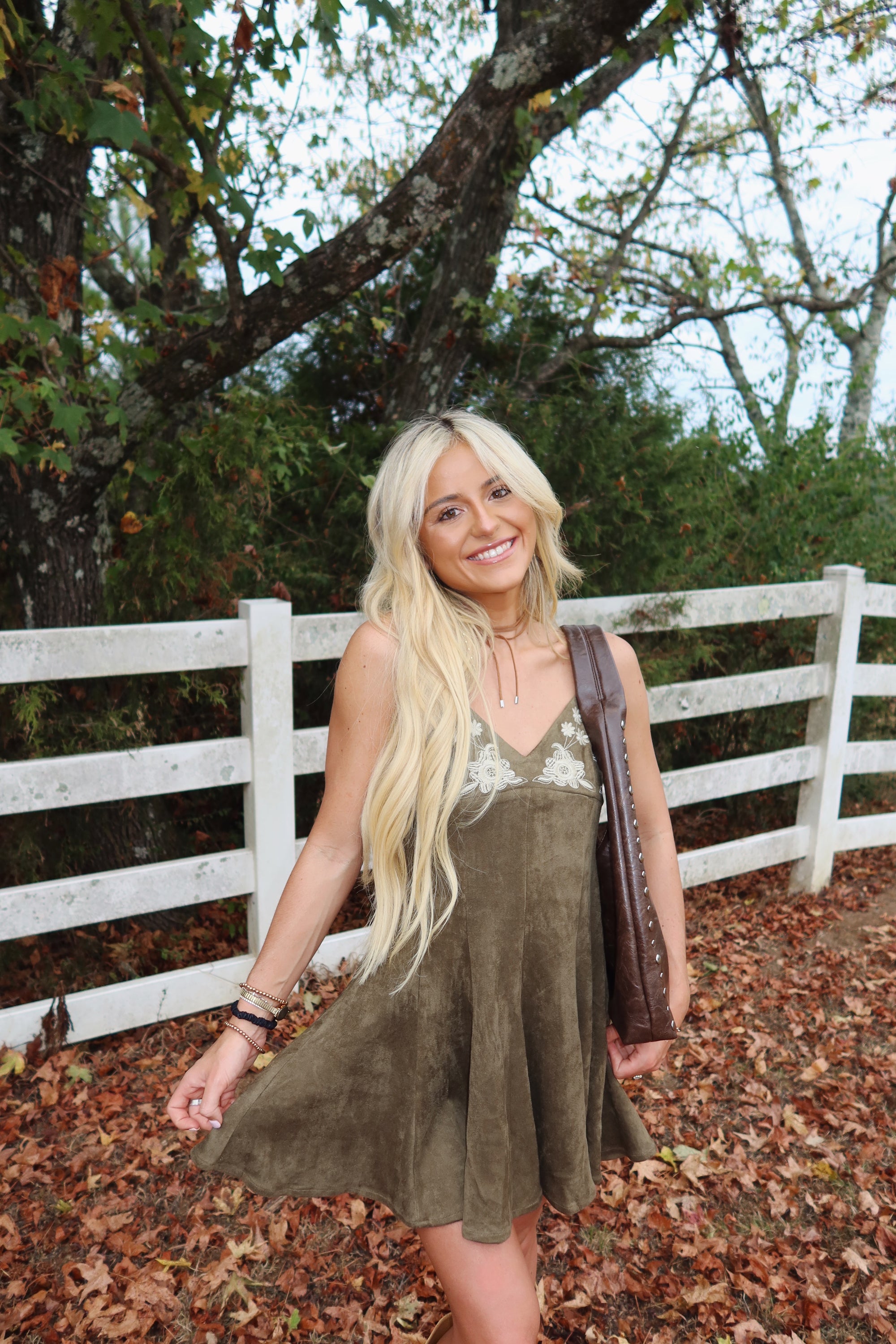 Olive Bloom Mini Dress