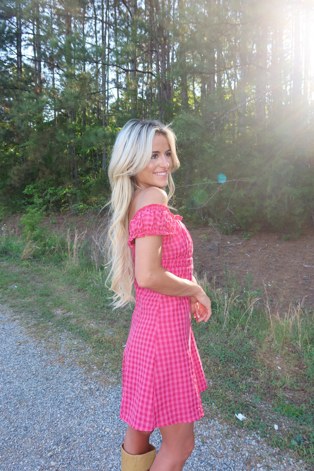 Ida Gingham Frill Strap Mini Dress