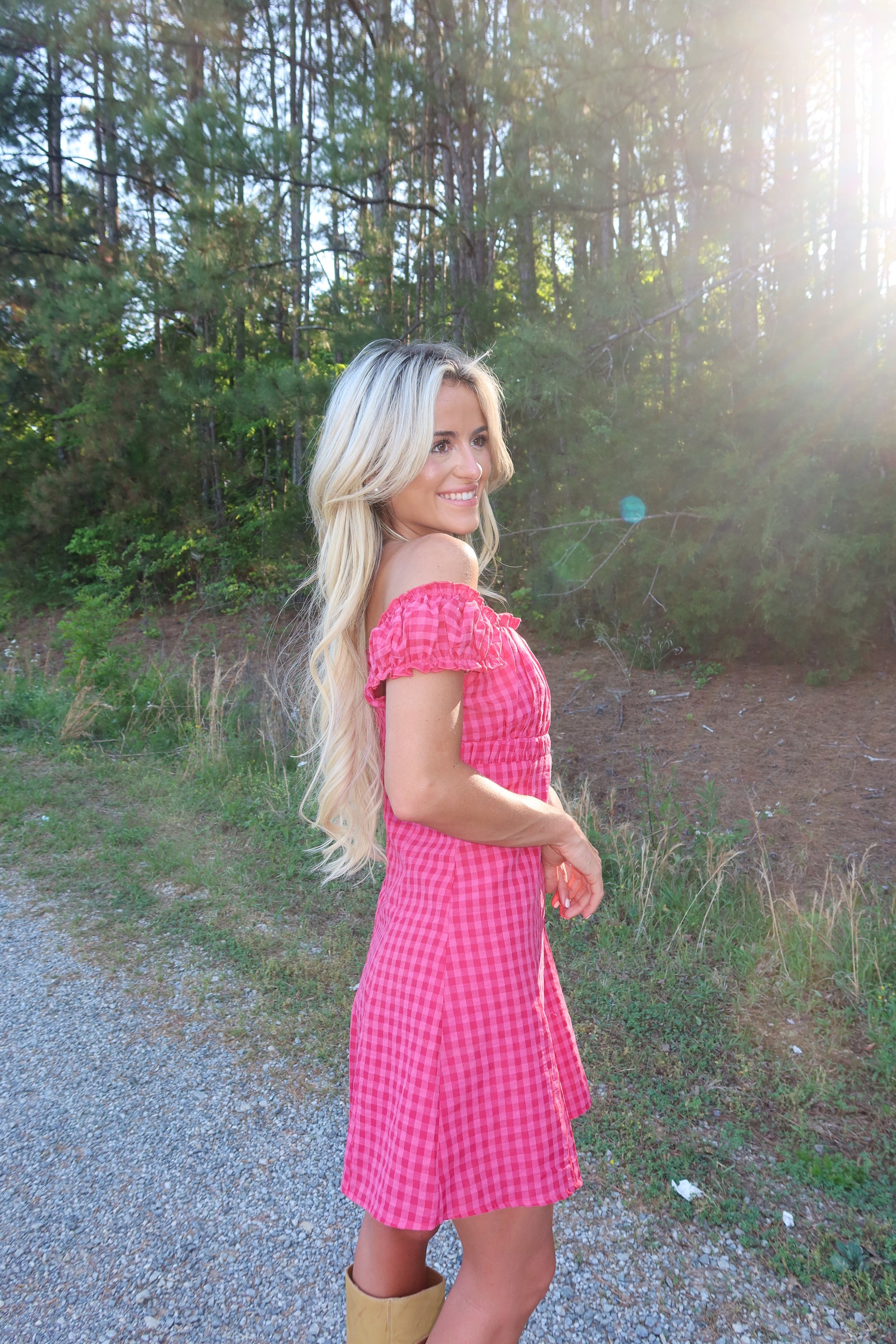 Ida Gingham Frill Strap Mini Dress