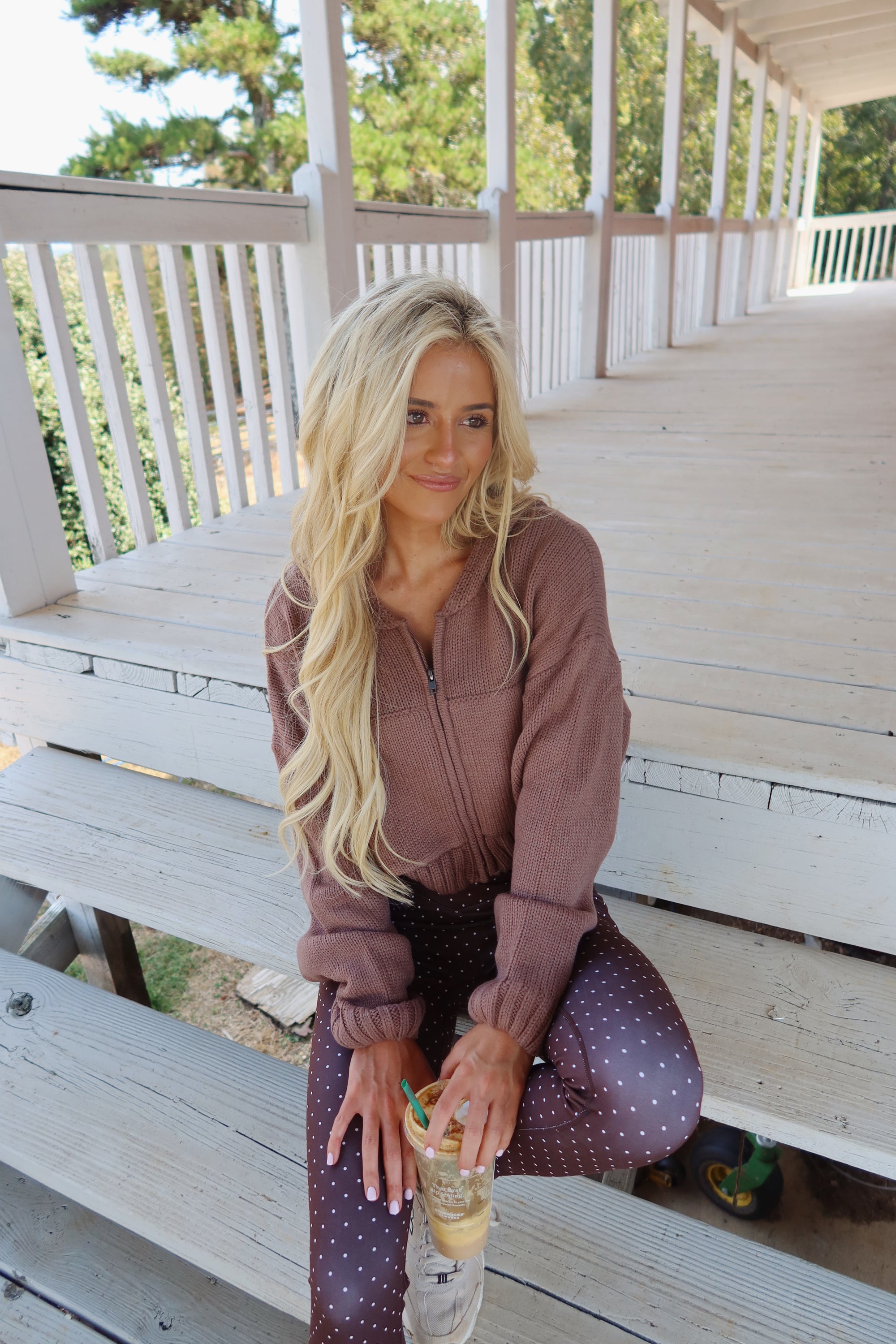 Chestnut Cropped Zip Up