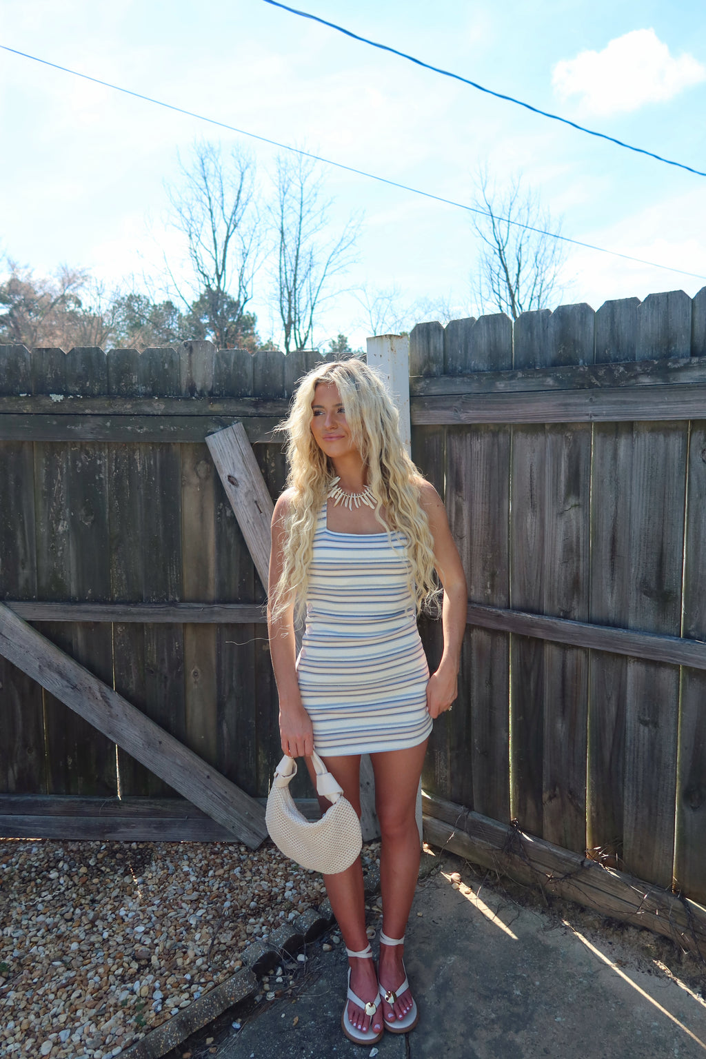 Retro Striped Halter Mini Dress