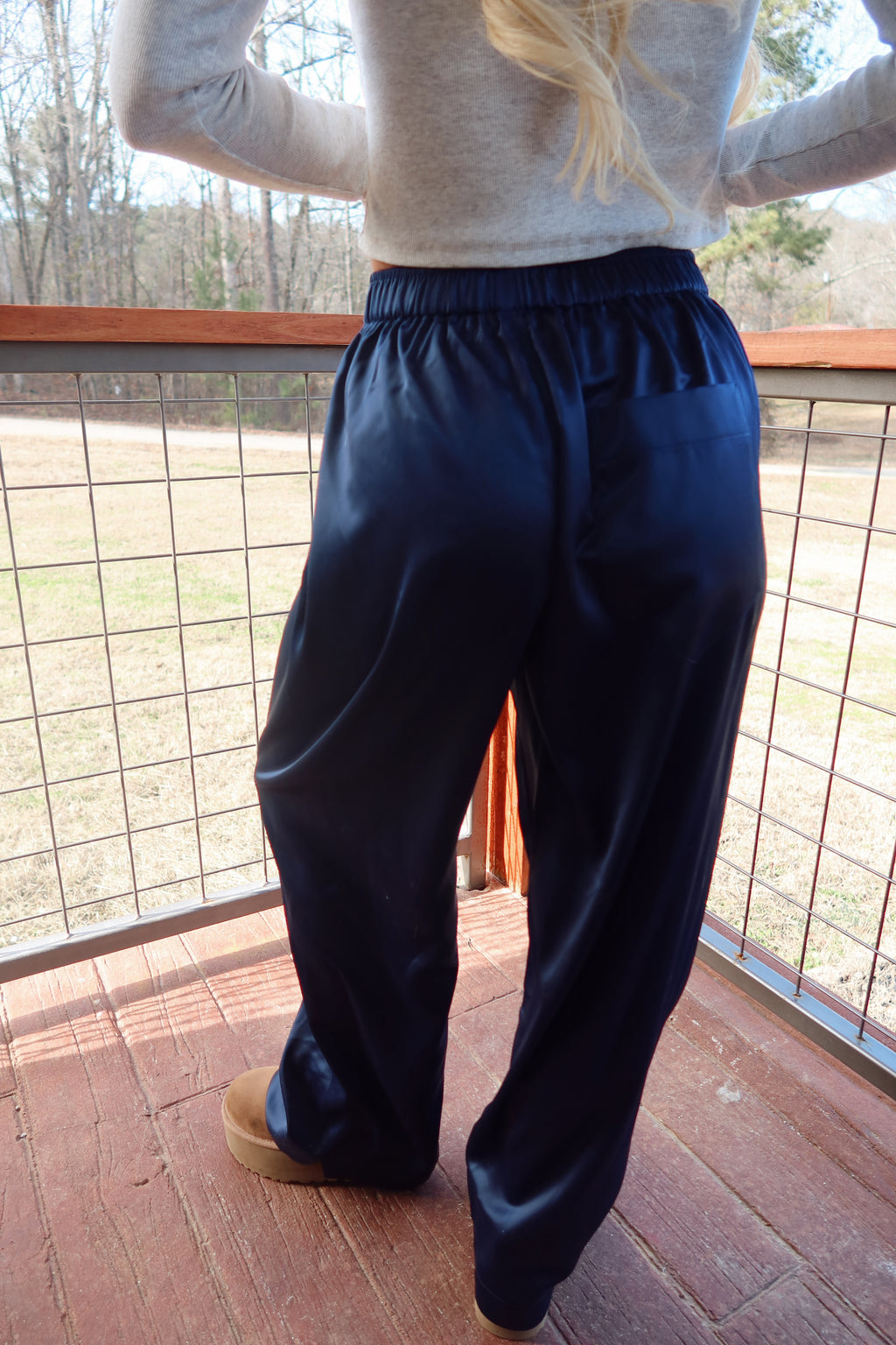 Sylvie Satin Pants (Navy)