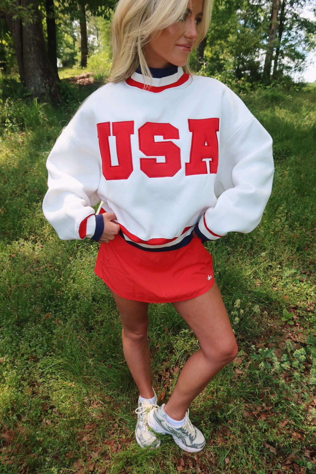 USA Mock Neck-WHITE