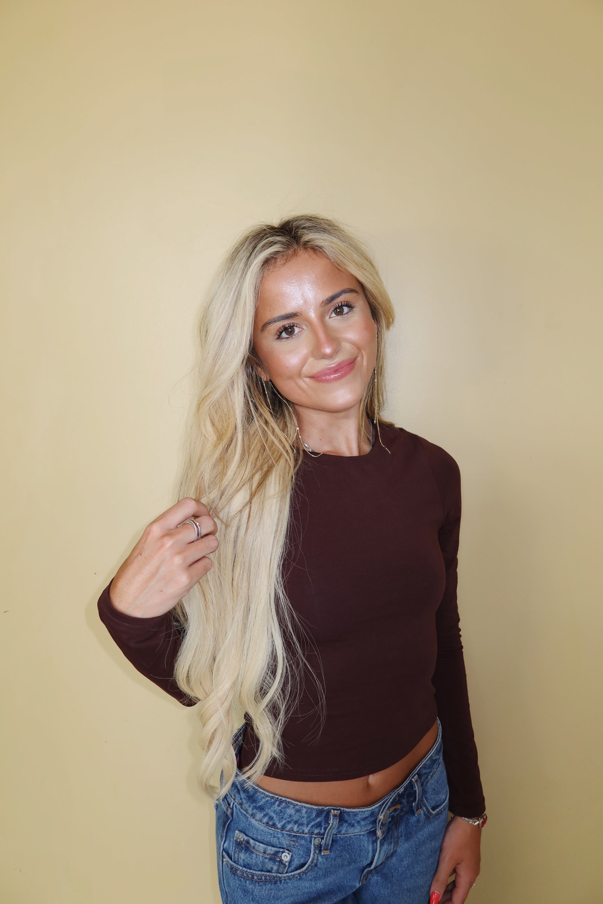 Long Sleeve Solid Top (Brown)
