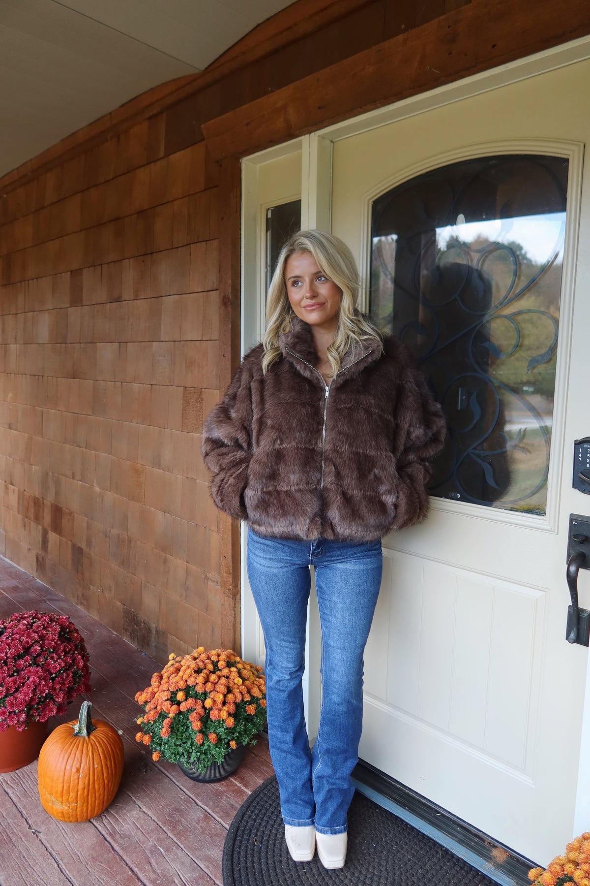 Heidi Plush Faux Fur Cropped Jacket