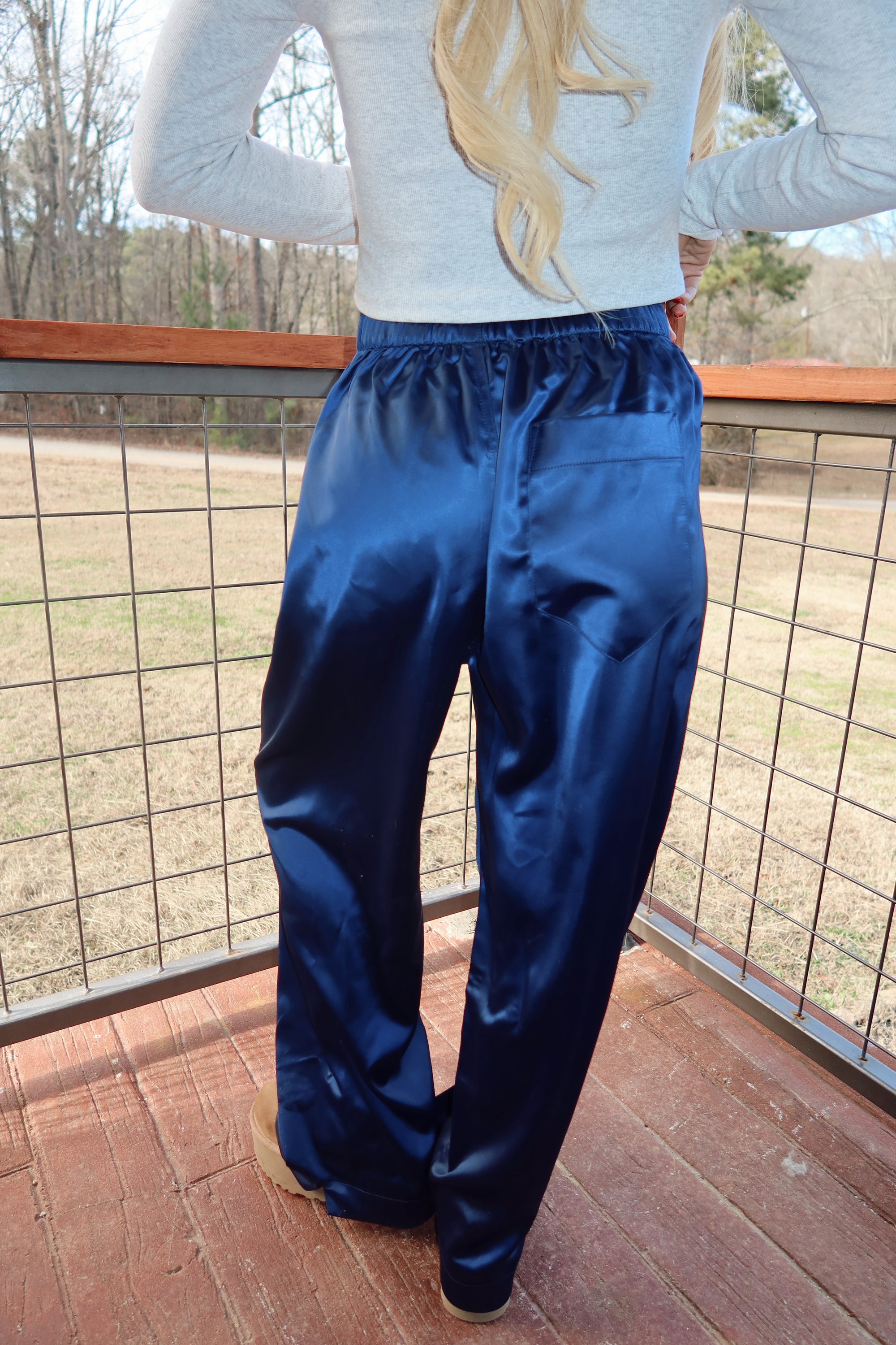Sylvie Satin Pants (Navy)