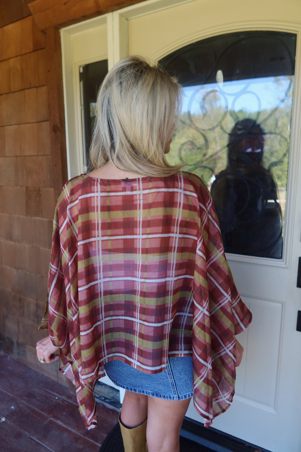 Heidi Plaid Poncho Top