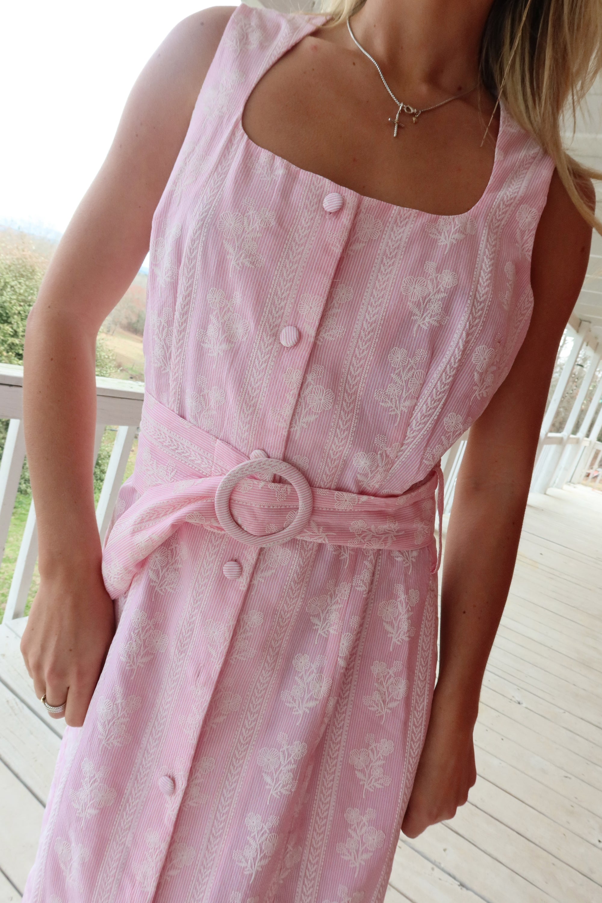 Della Pink Floral Midi Dress