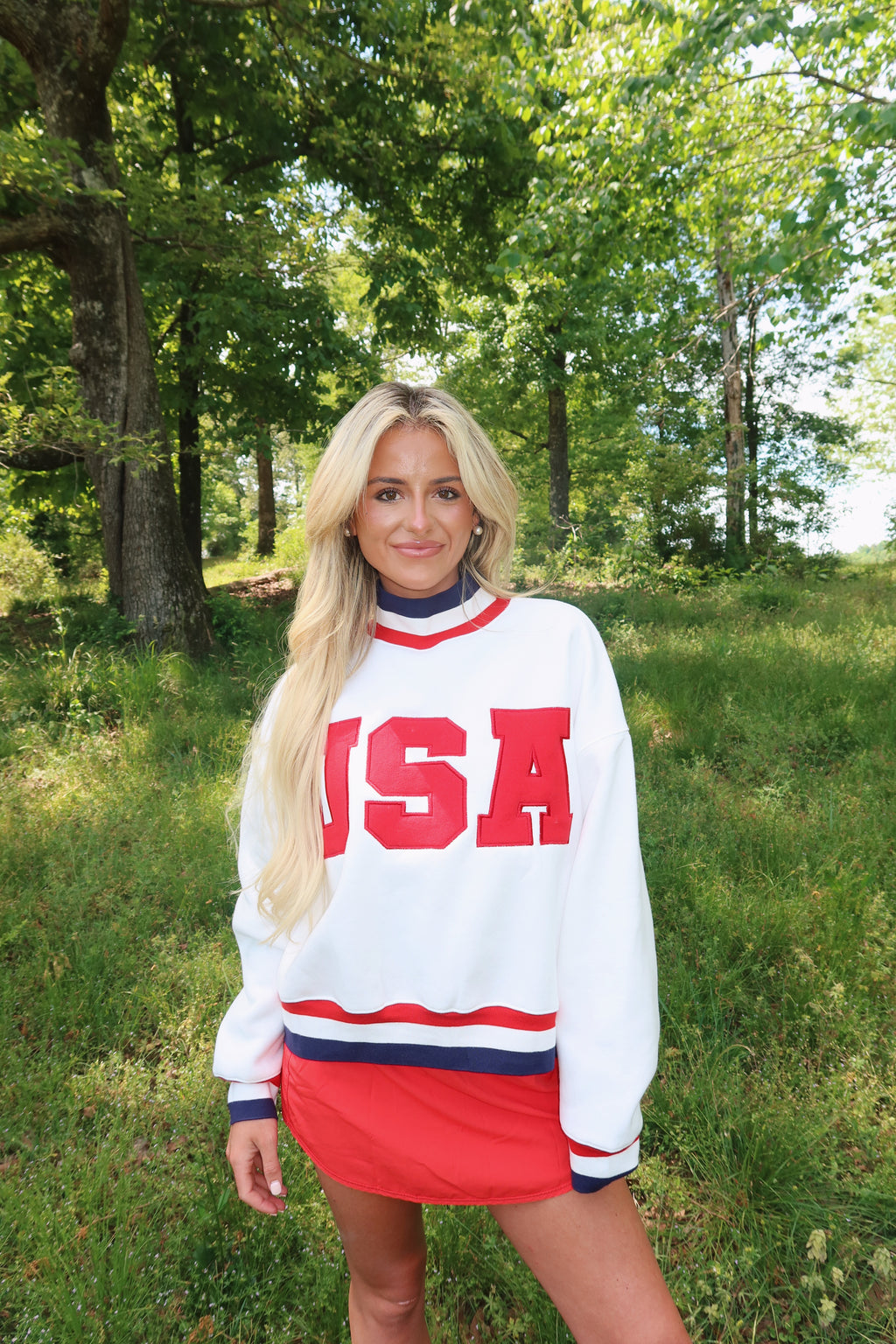 USA Mock Neck-WHITE