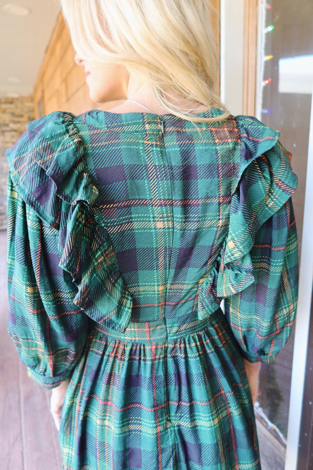 Evergreen Plaid Wrap Dress