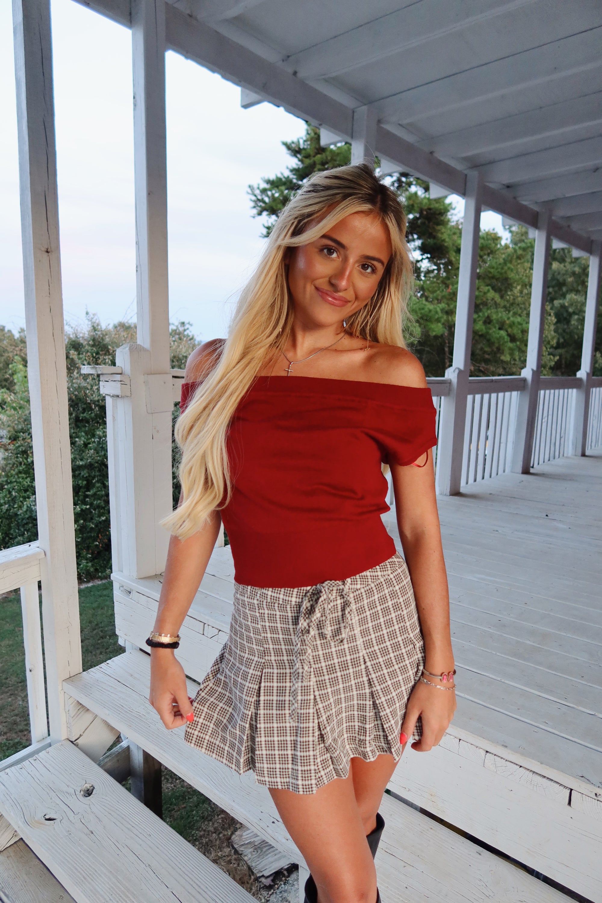 Check Tie Waist Skort