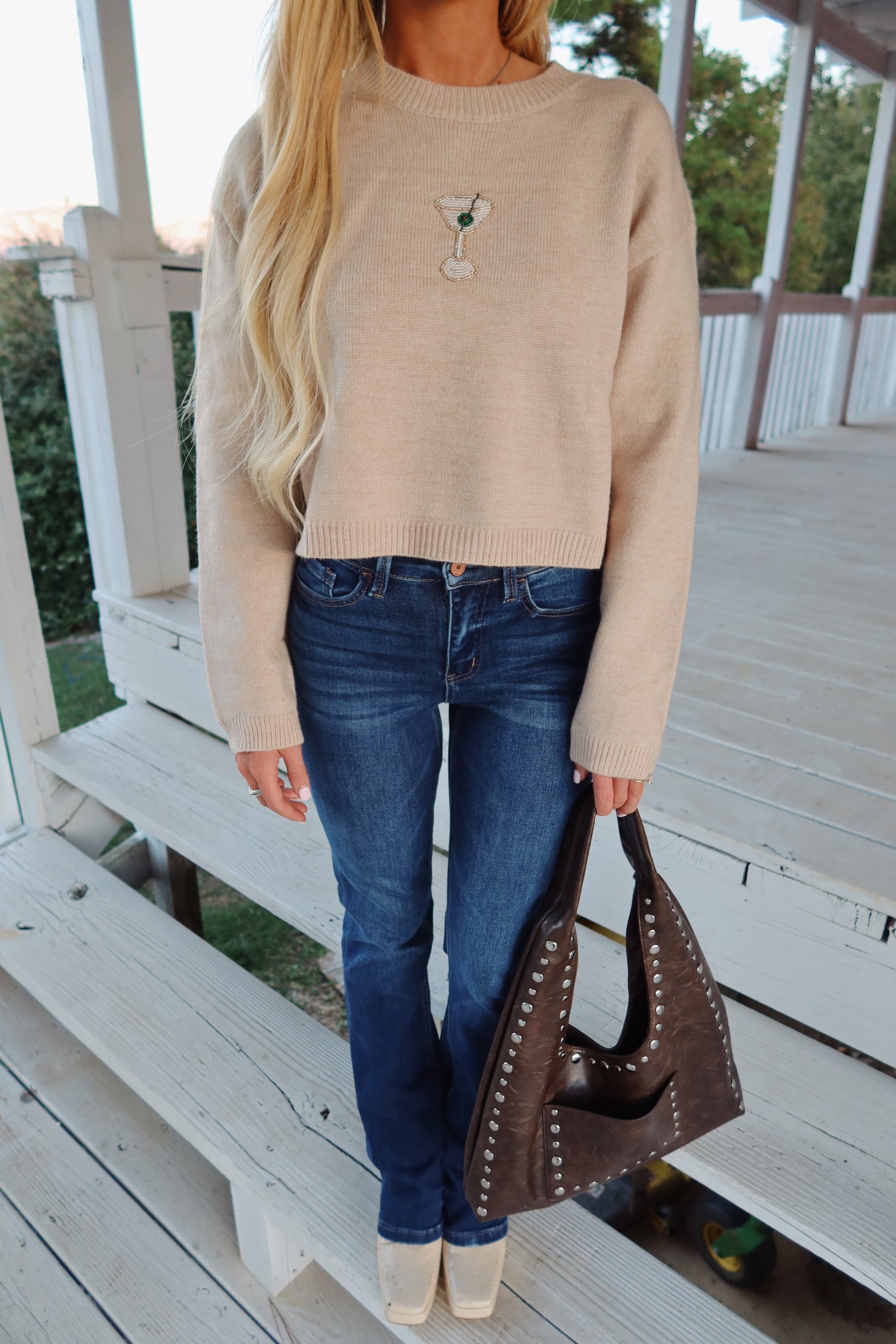 Happy Hour Beaded Sweater- Martini