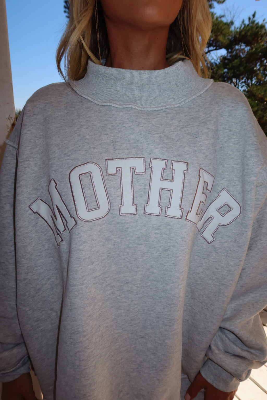 Mother Embroidered Mock Neck