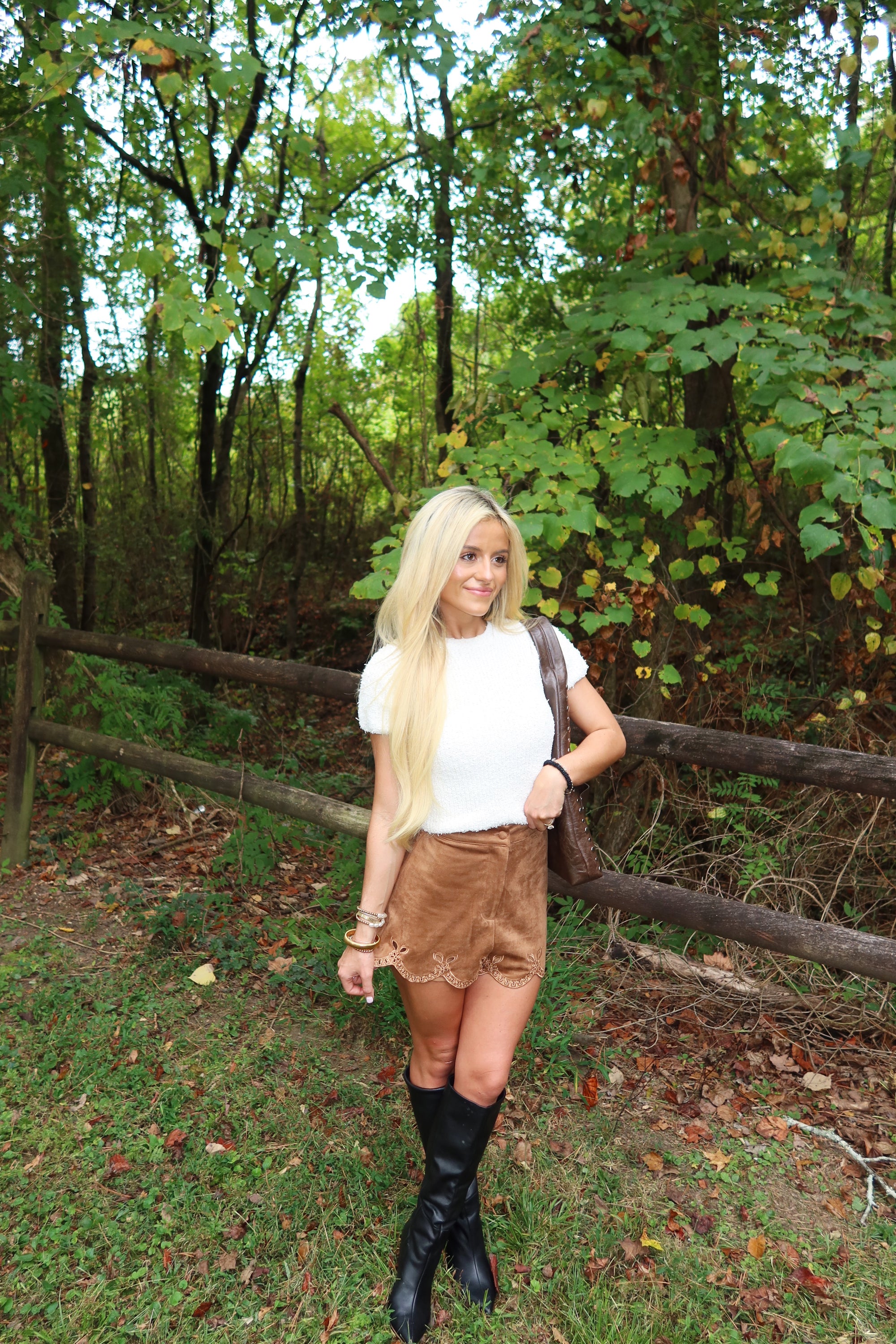Cinnamon Suede Eyelet Shorts