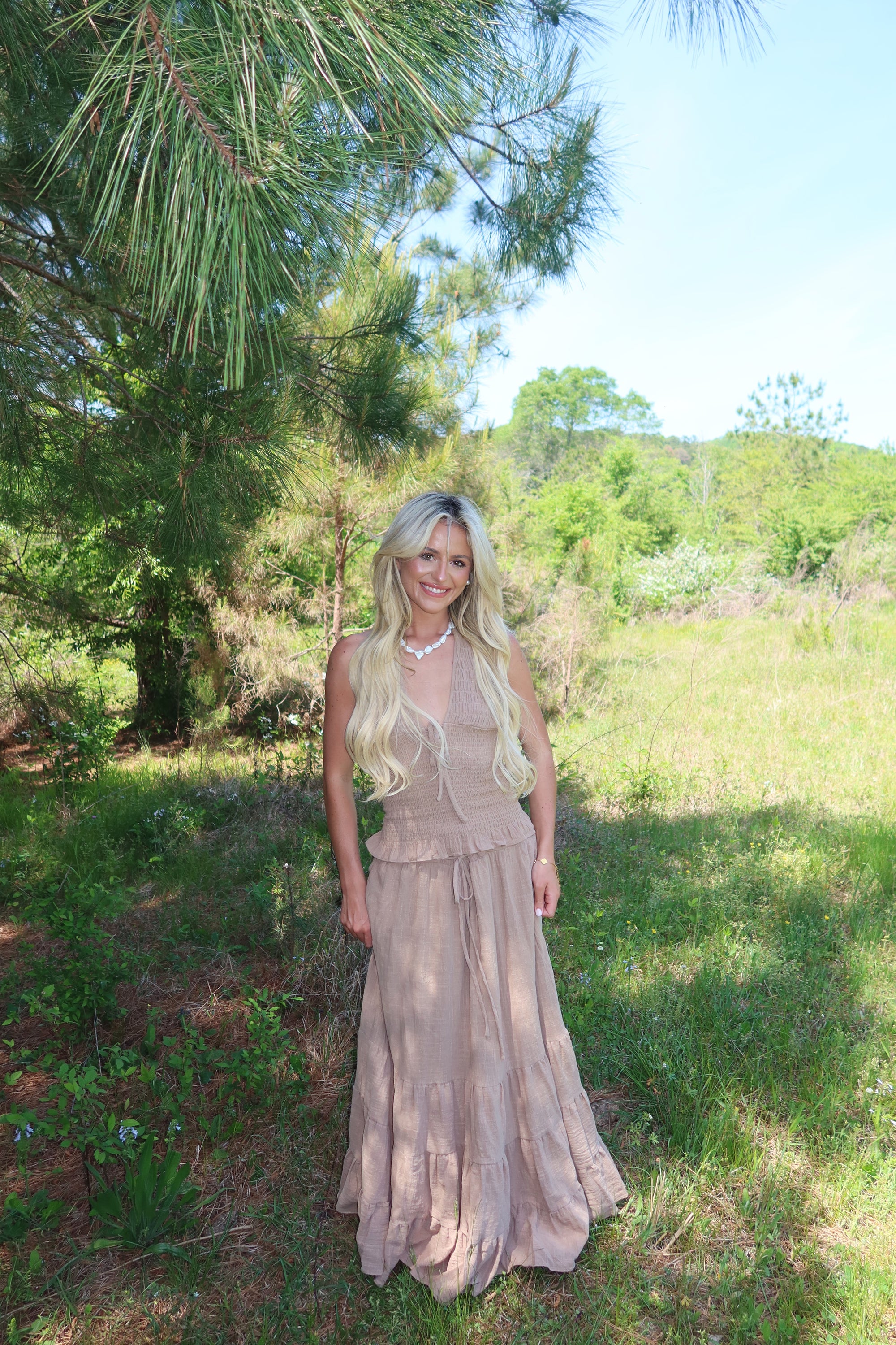 Greta Smocked Halter Set (Rattan)