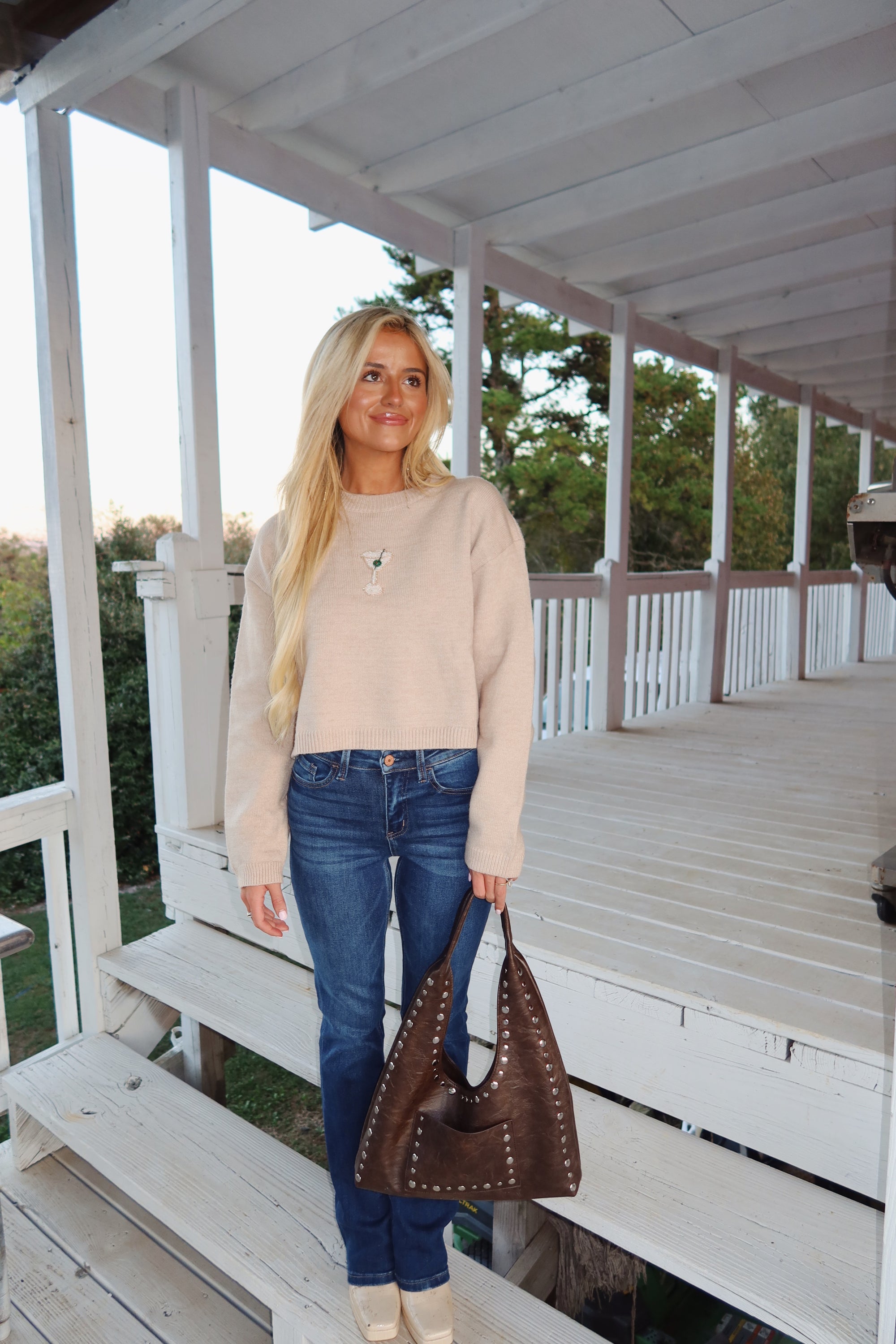 Happy Hour Beaded Sweater- Martini