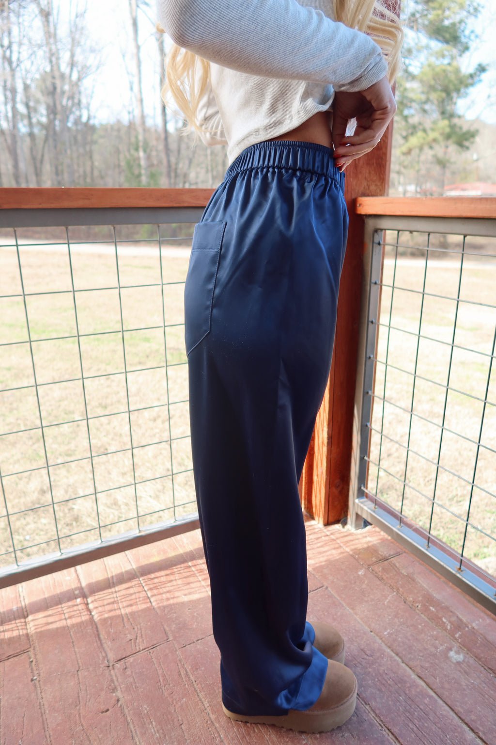 Sylvie Satin Pants (Navy)