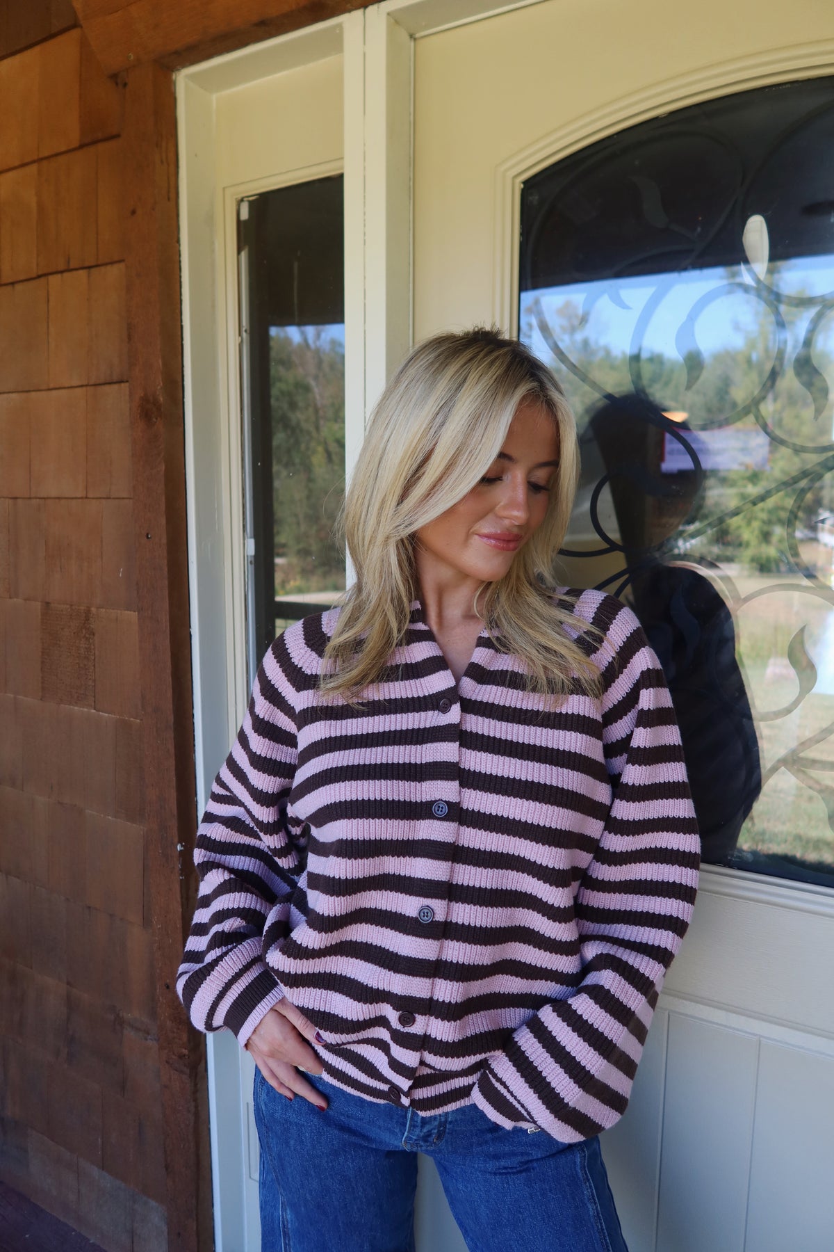 Caro Raglan Striped Cardigan