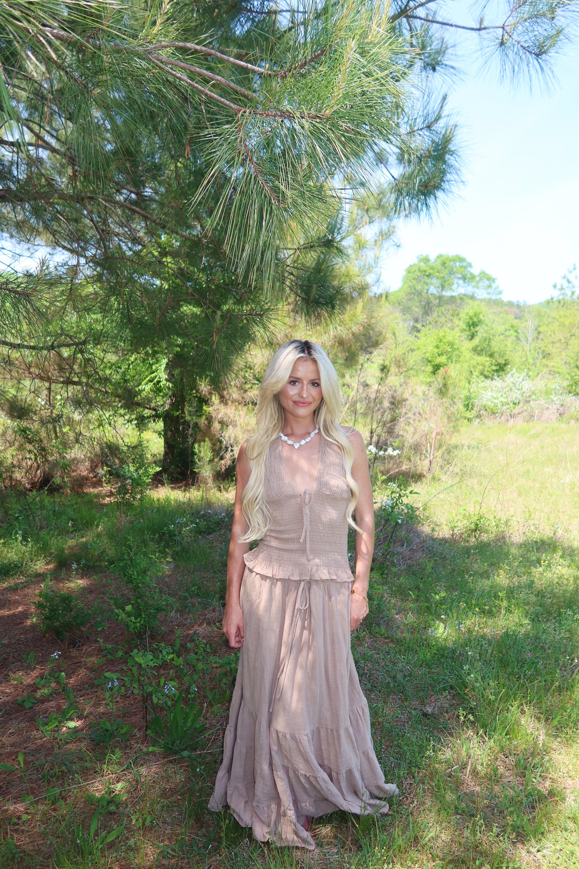 Greta Smocked Halter Set (Rattan)