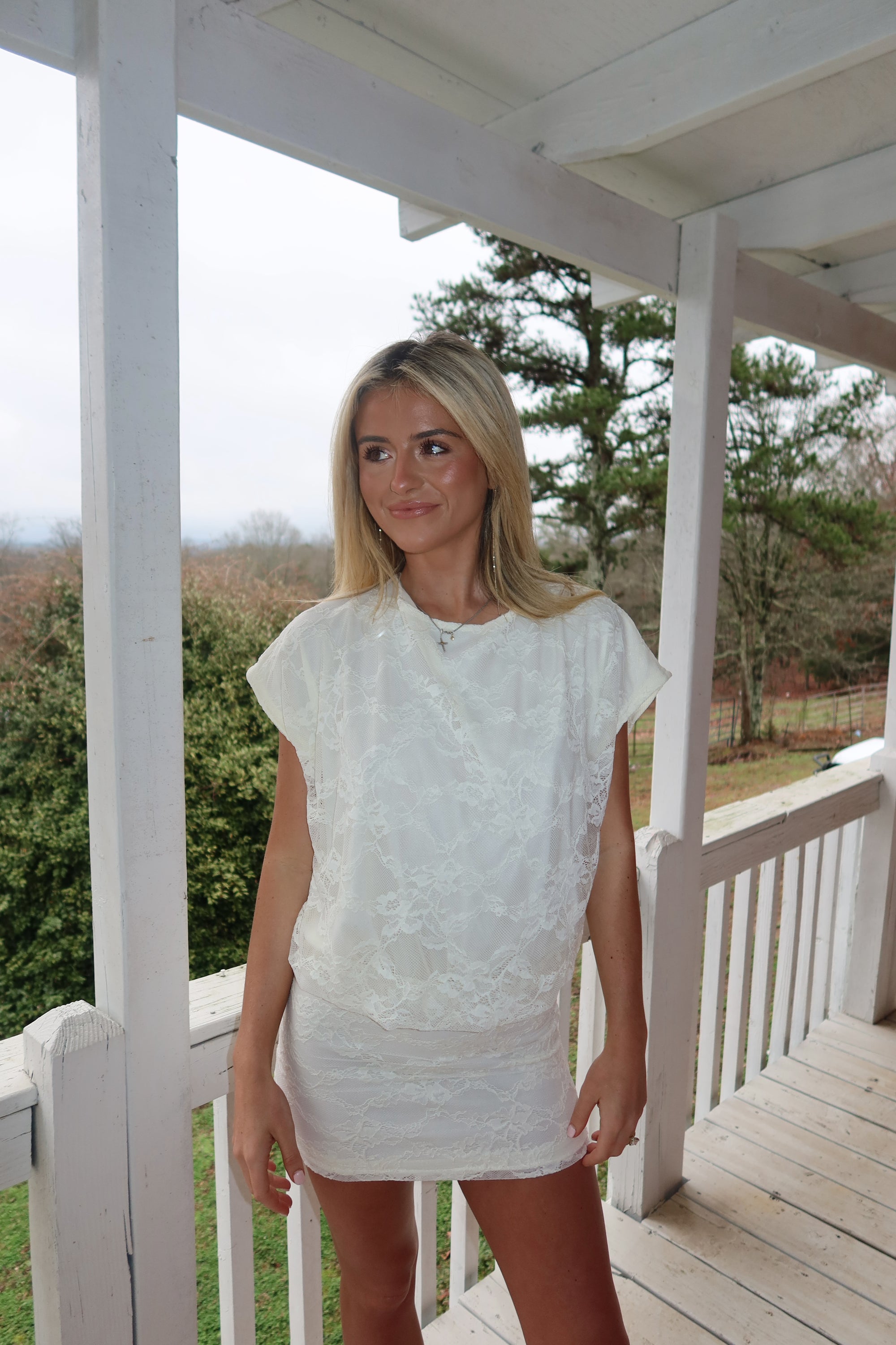 Rose Lace Dolman Mini Dress