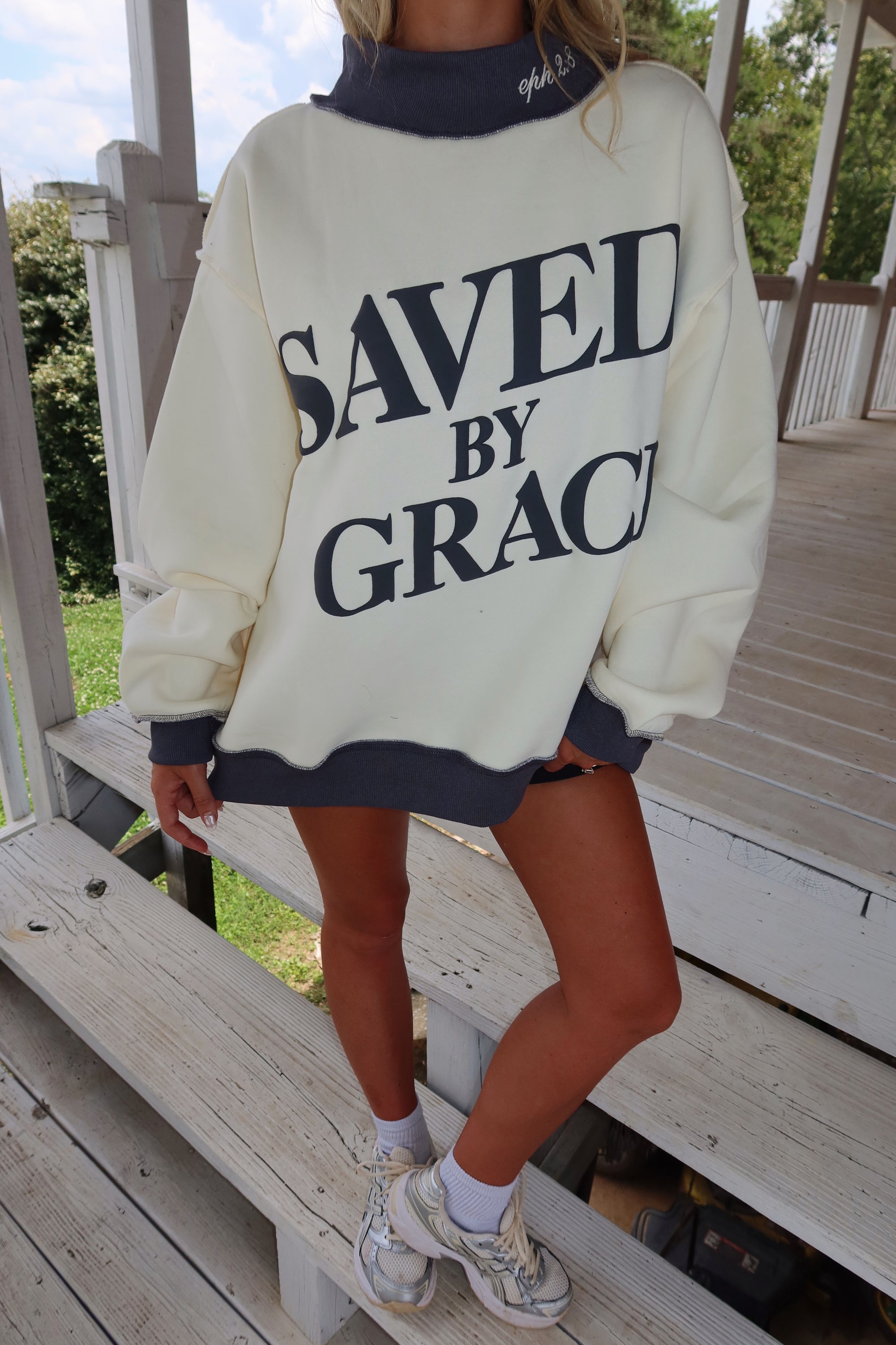 SAVED BY GRACE MOCK-NECK