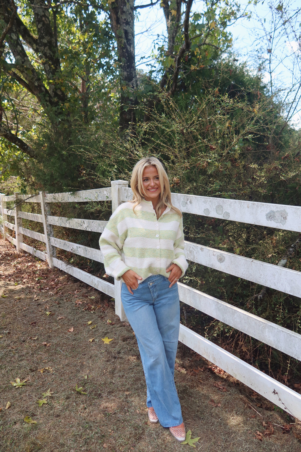 The Heritage Stripe Cardigan (Green)