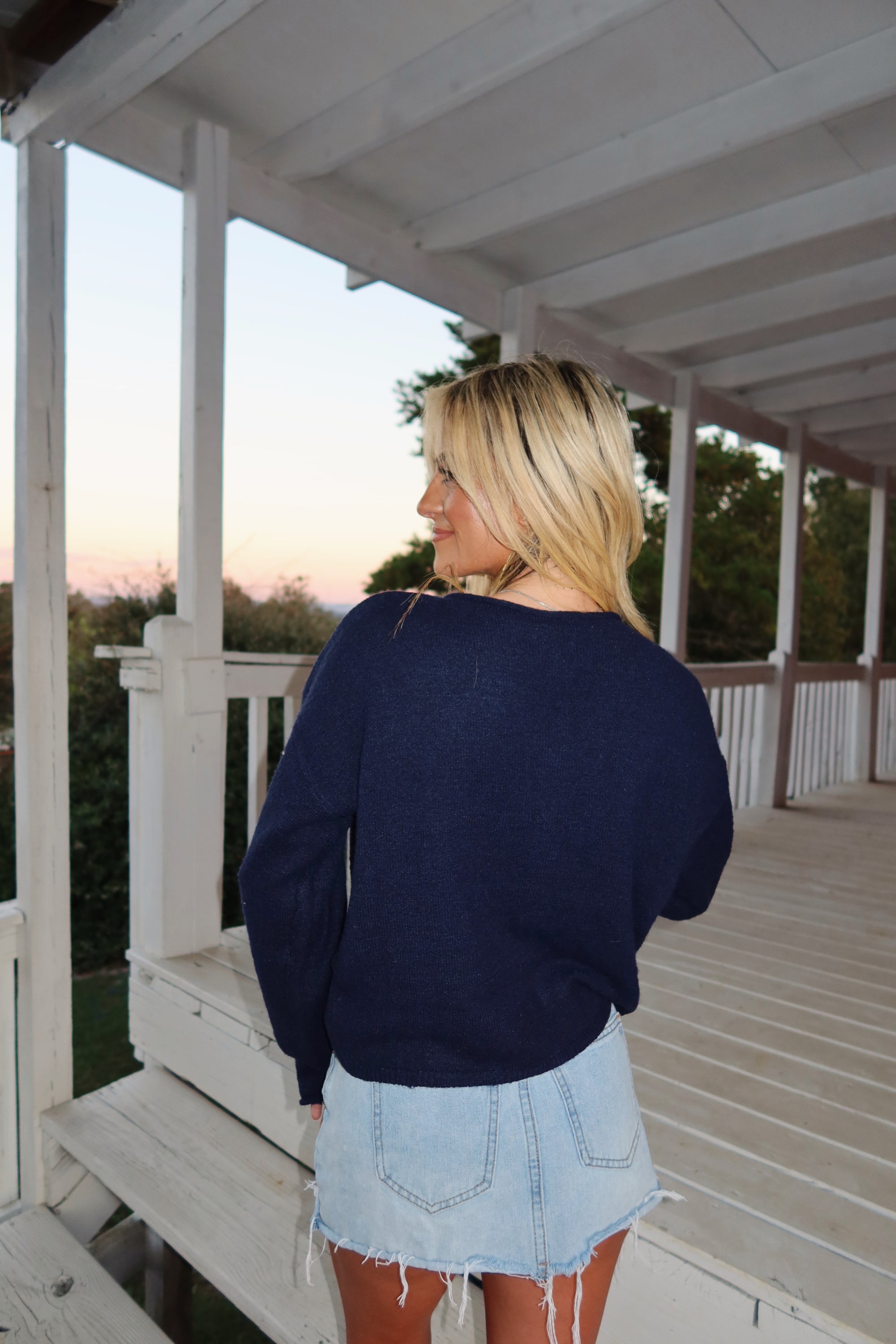 Essentials Button Down Cardigan- Navy