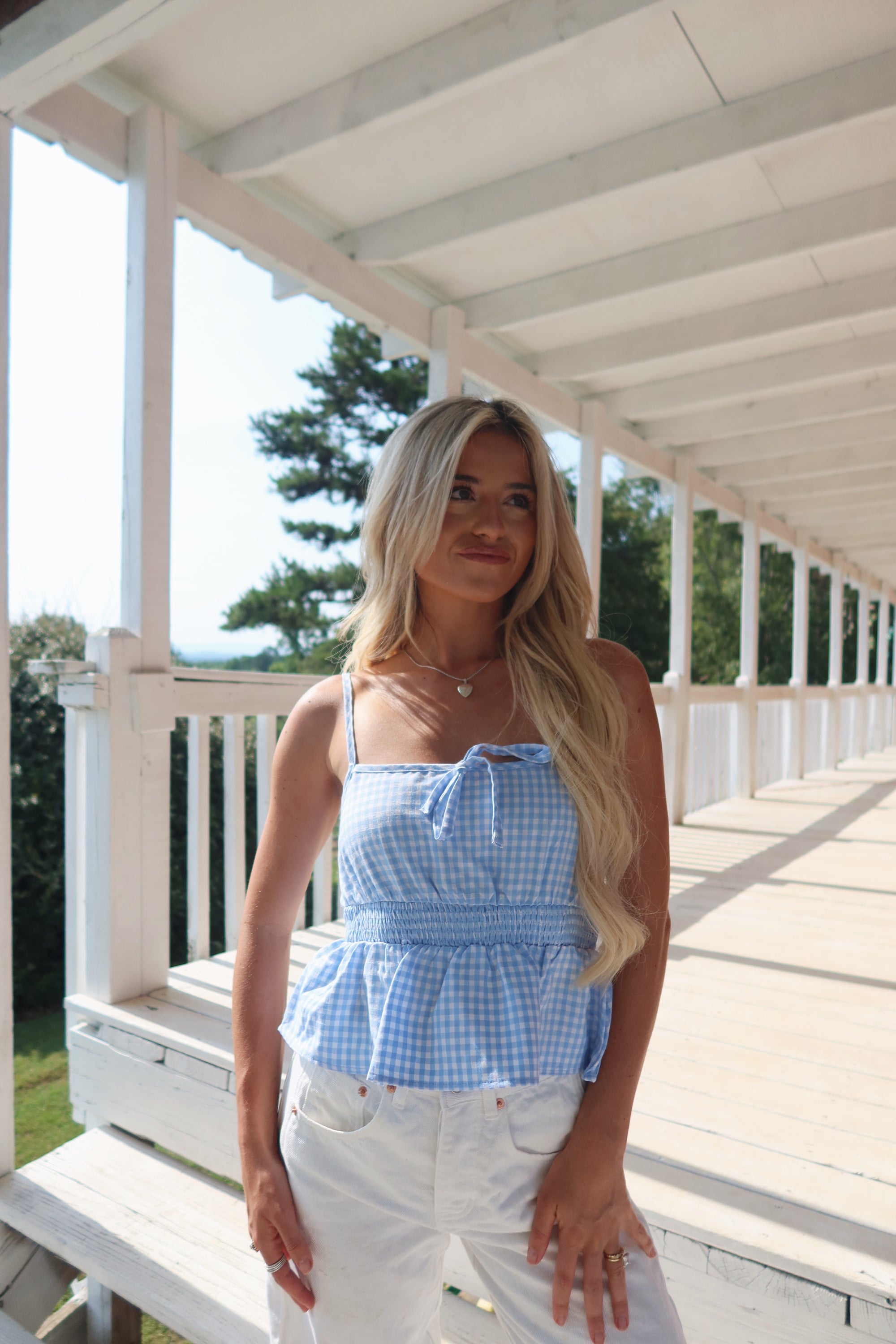 Gingham Smocked Cami Top