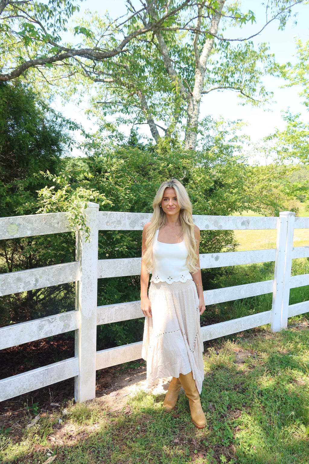 Grommet Hanky Hem Maxi Skirt