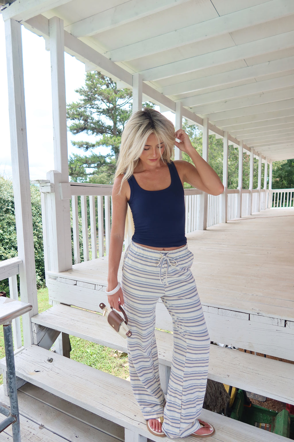 Retro Stripe Wide Leg Pants