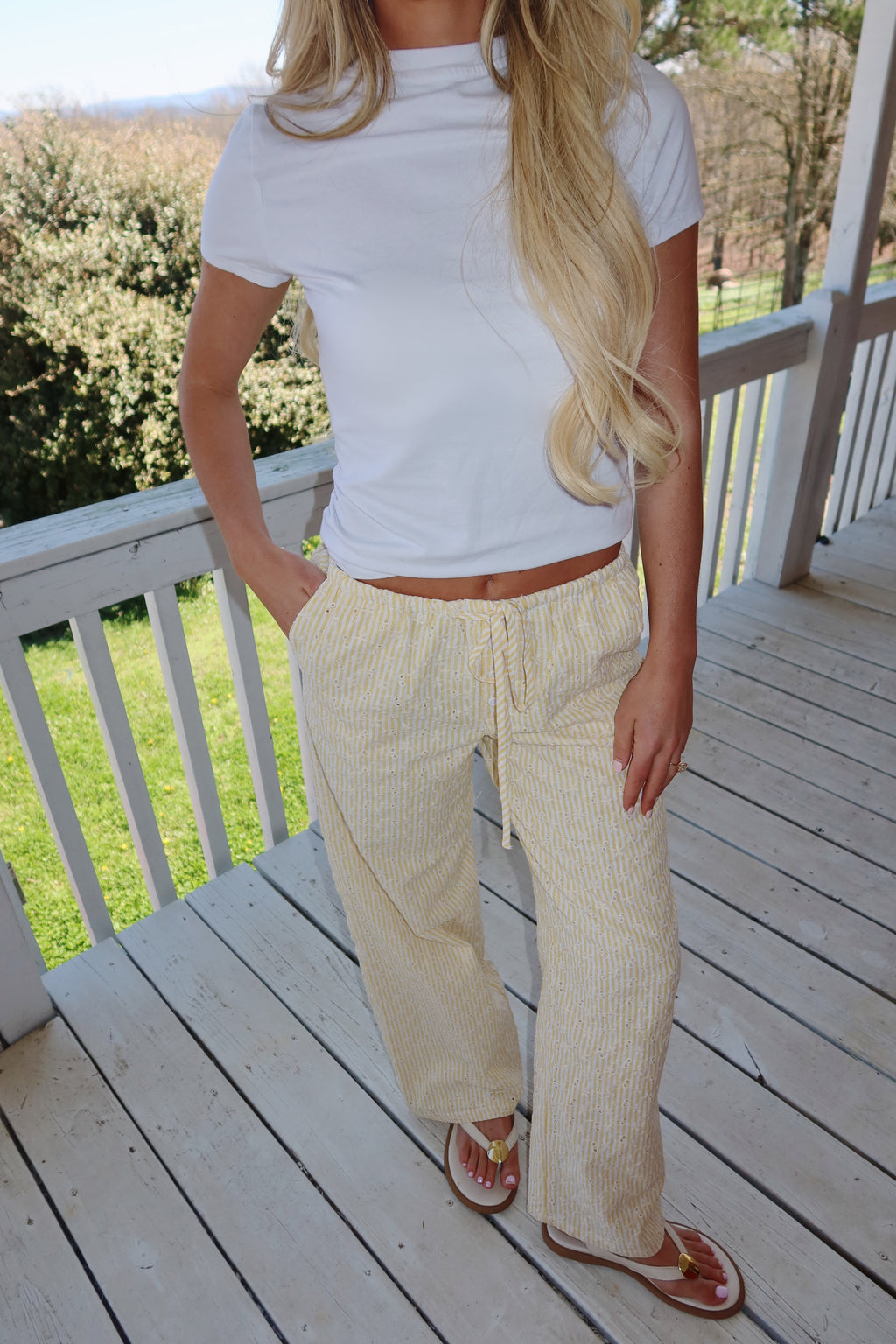 Newport Striped Wide Leg Pants (Yellow)