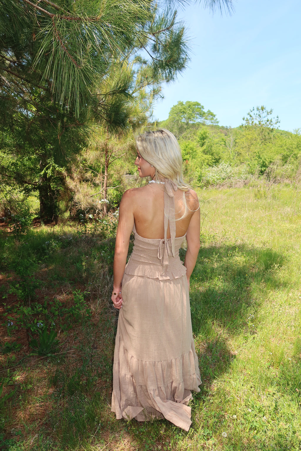 Greta Smocked Halter Set (Rattan)