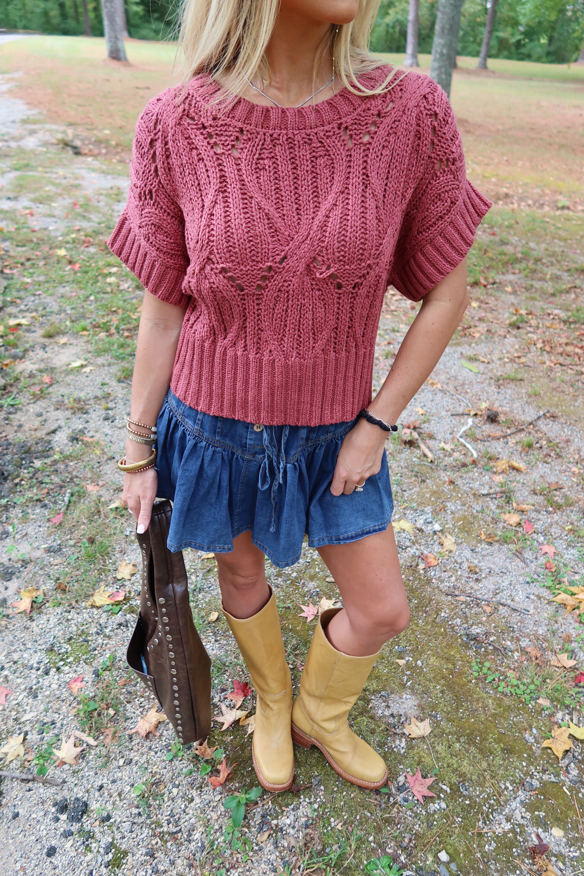 Lennie Crochet Sweater (Wine)