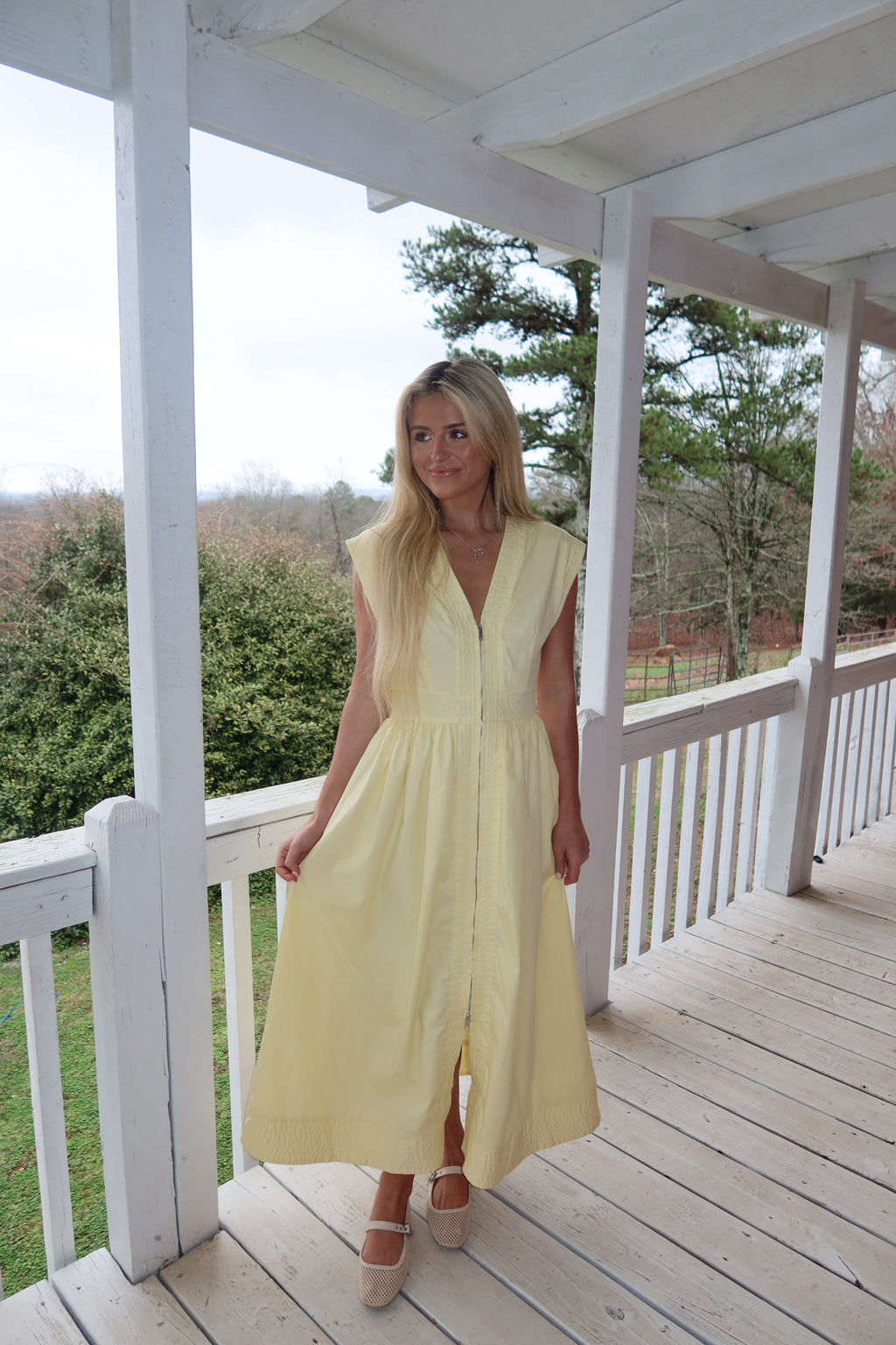 Mia Cap Sleeve Zip Midi Dress