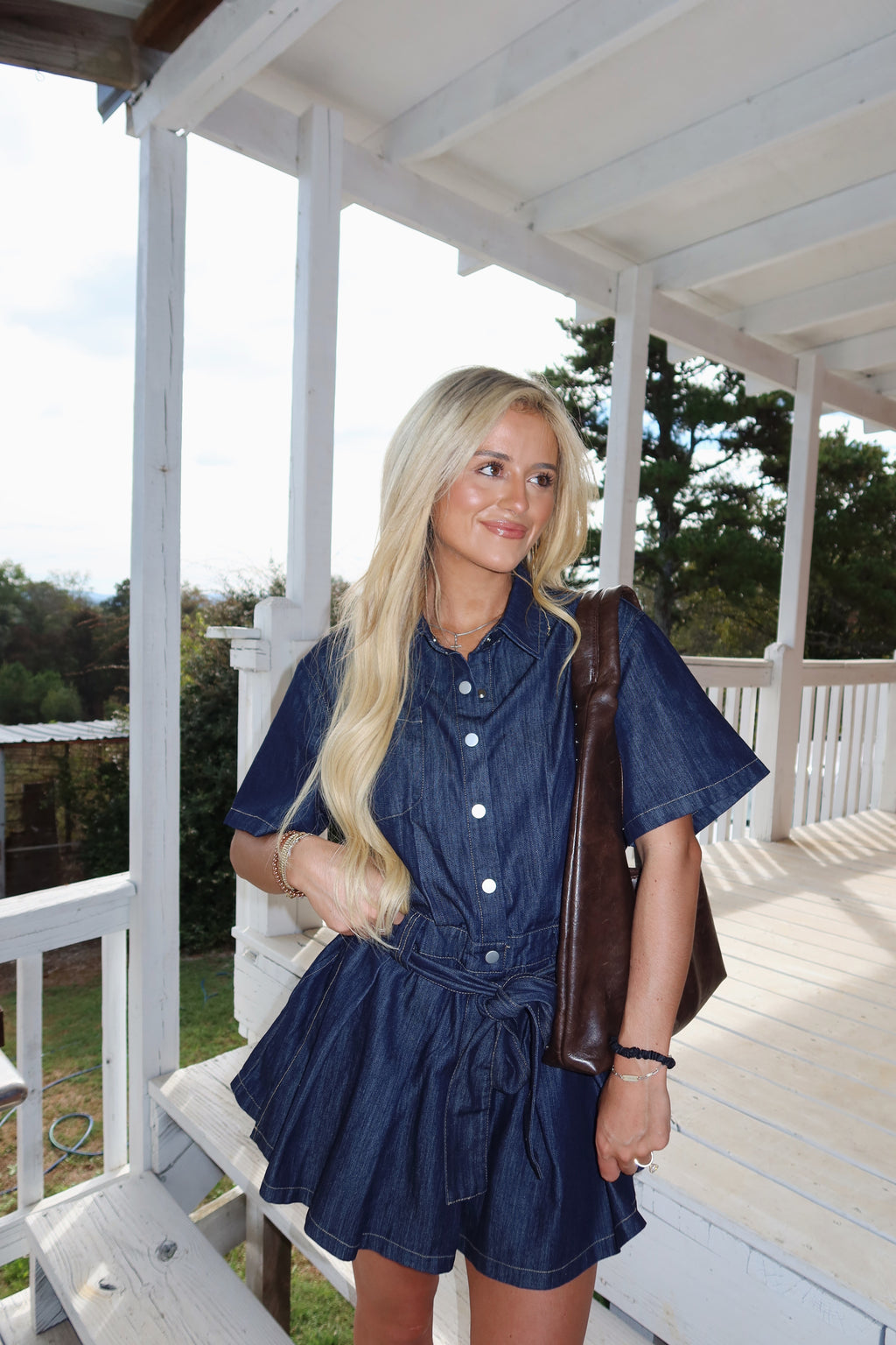 Denim Days Belted Romper Dress