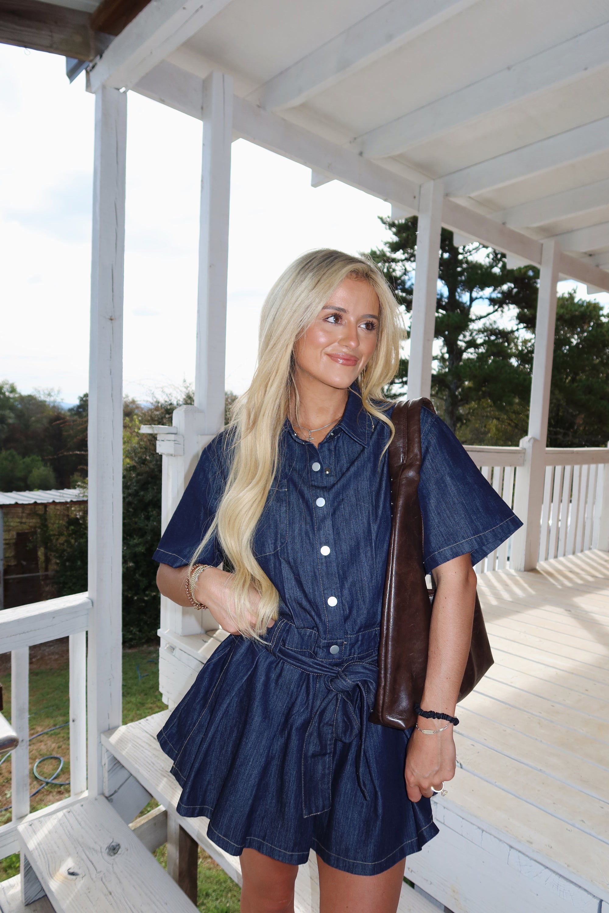 Denim Days Belted Romper Dress