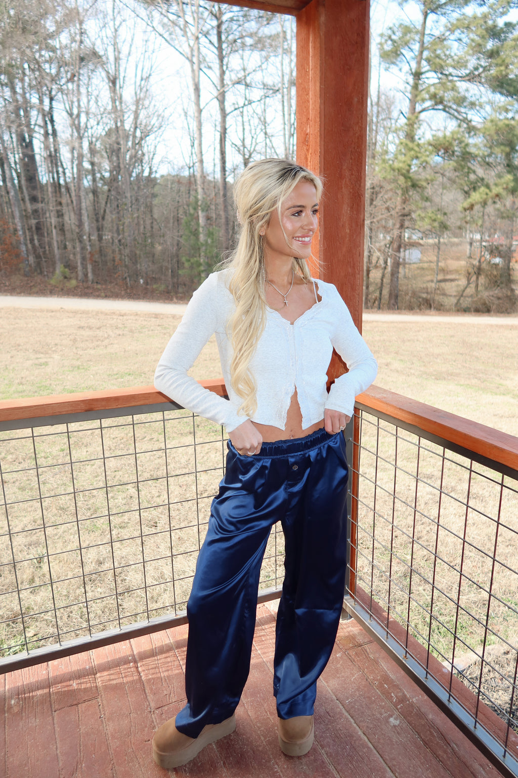 Sylvie Satin Pants (Navy)