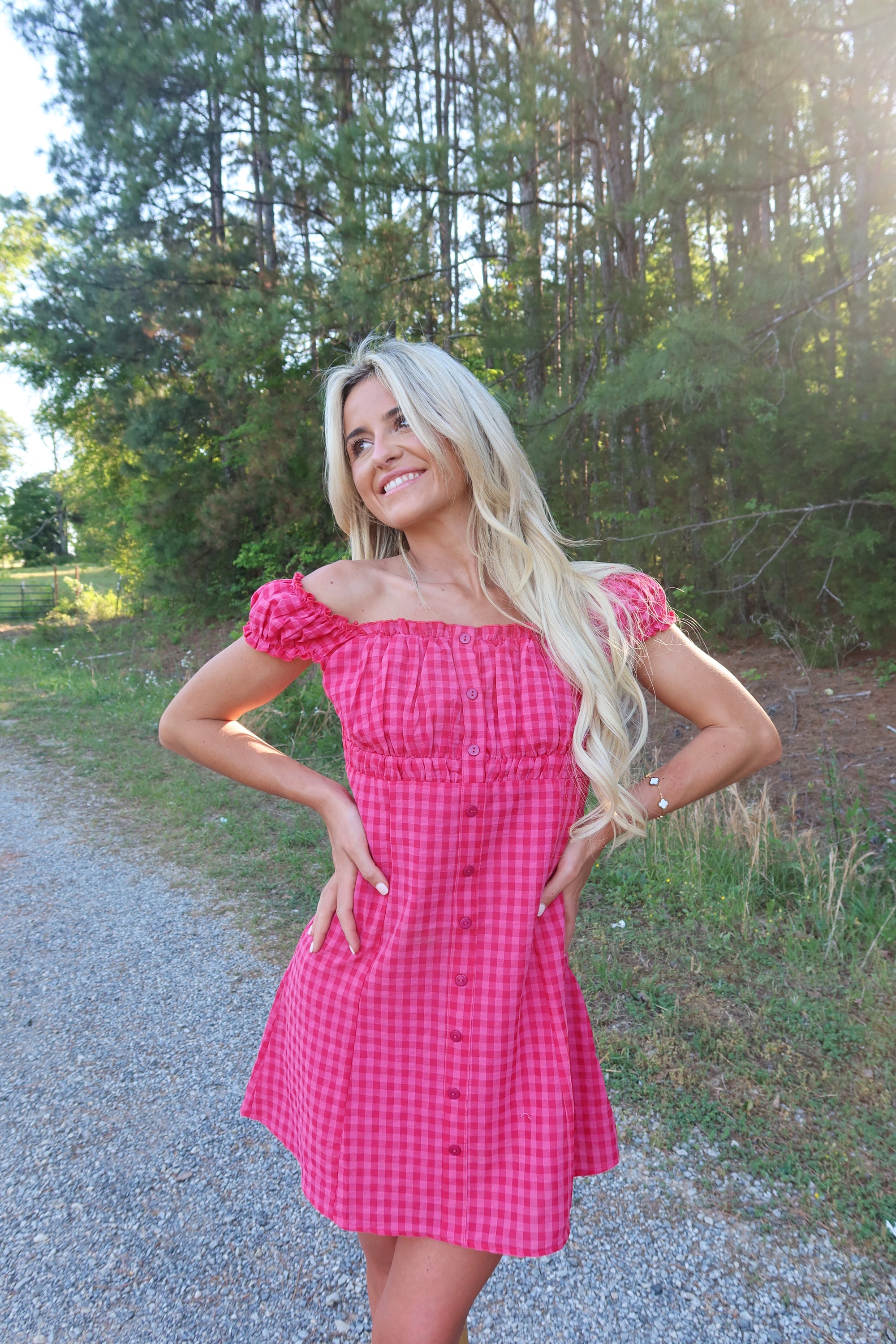 Ida Gingham Frill Strap Mini Dress