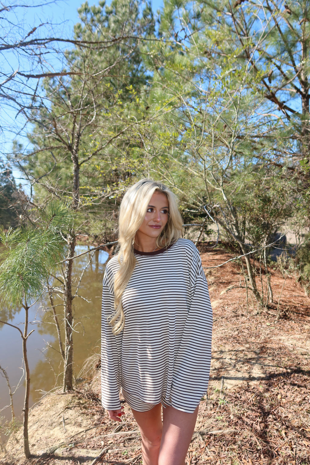 Rosie Striped Shorts Set (Brown)